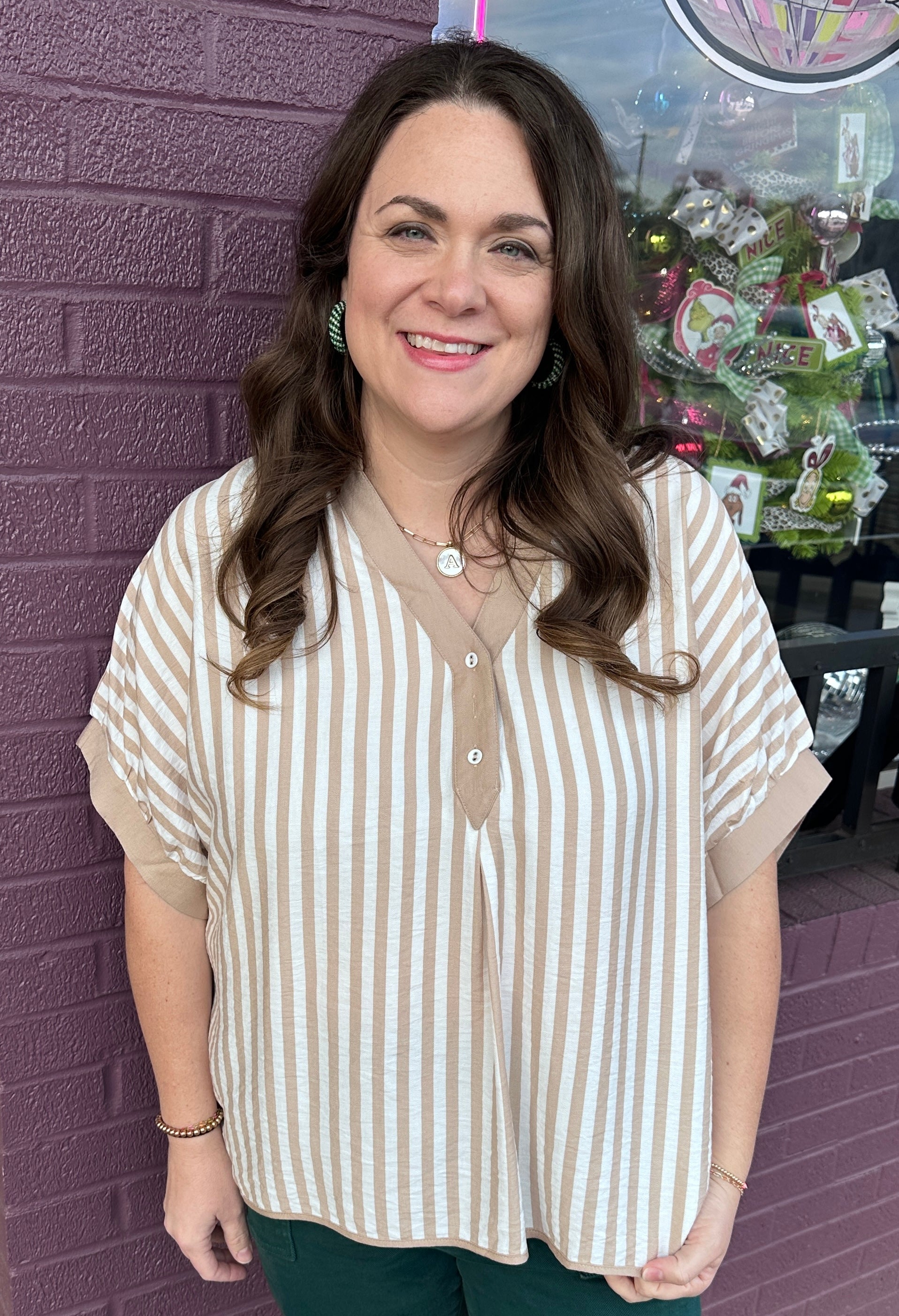 Stripe Collared Blouse