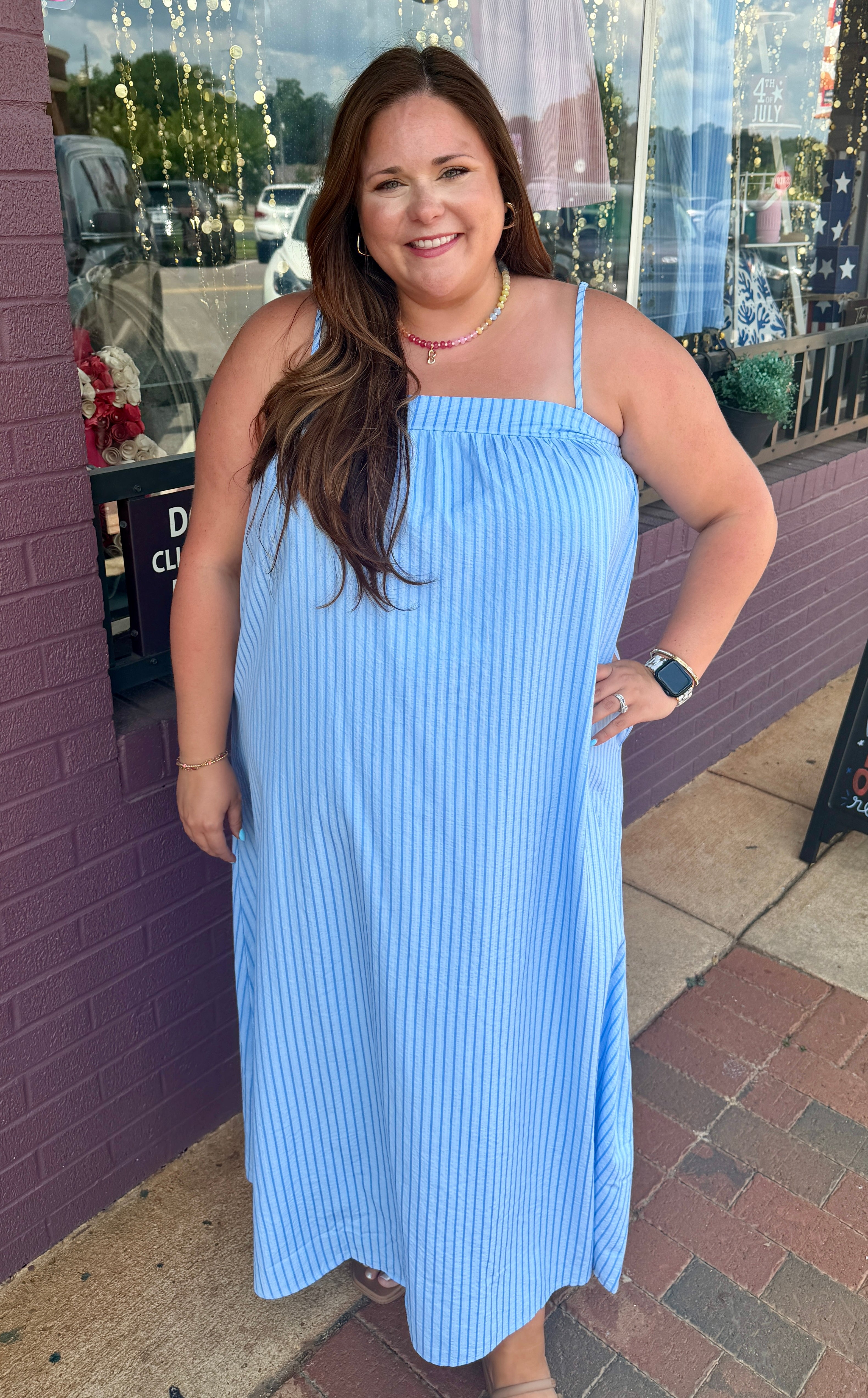 Pinstripe Midi Dress