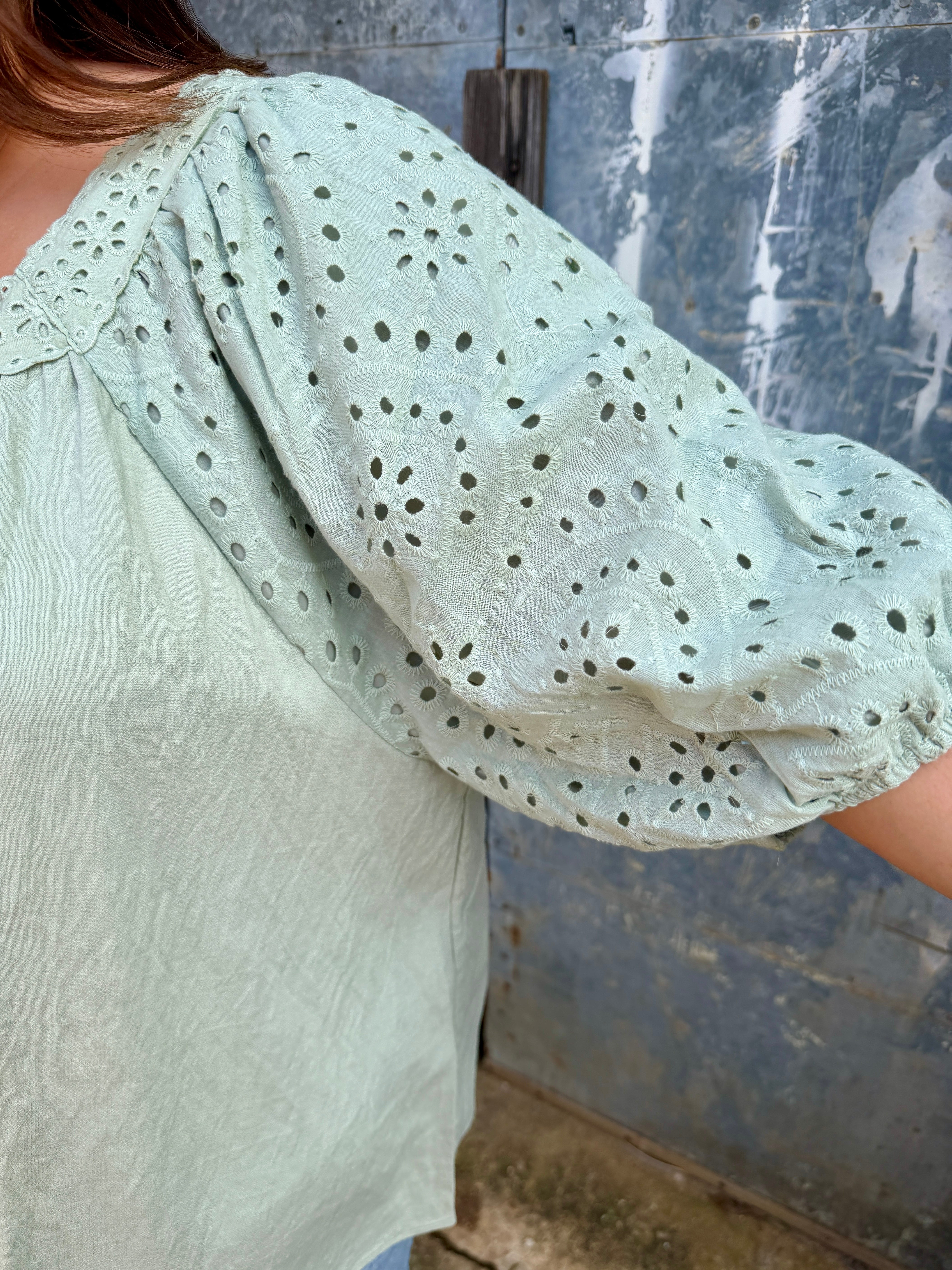 Eyelet Sleeve Blouse