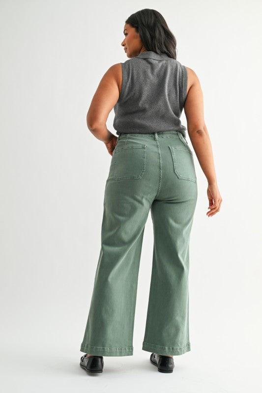 Green Wide Leg Jeans