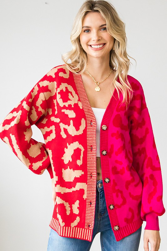 Leopard Contrast Cardigan
