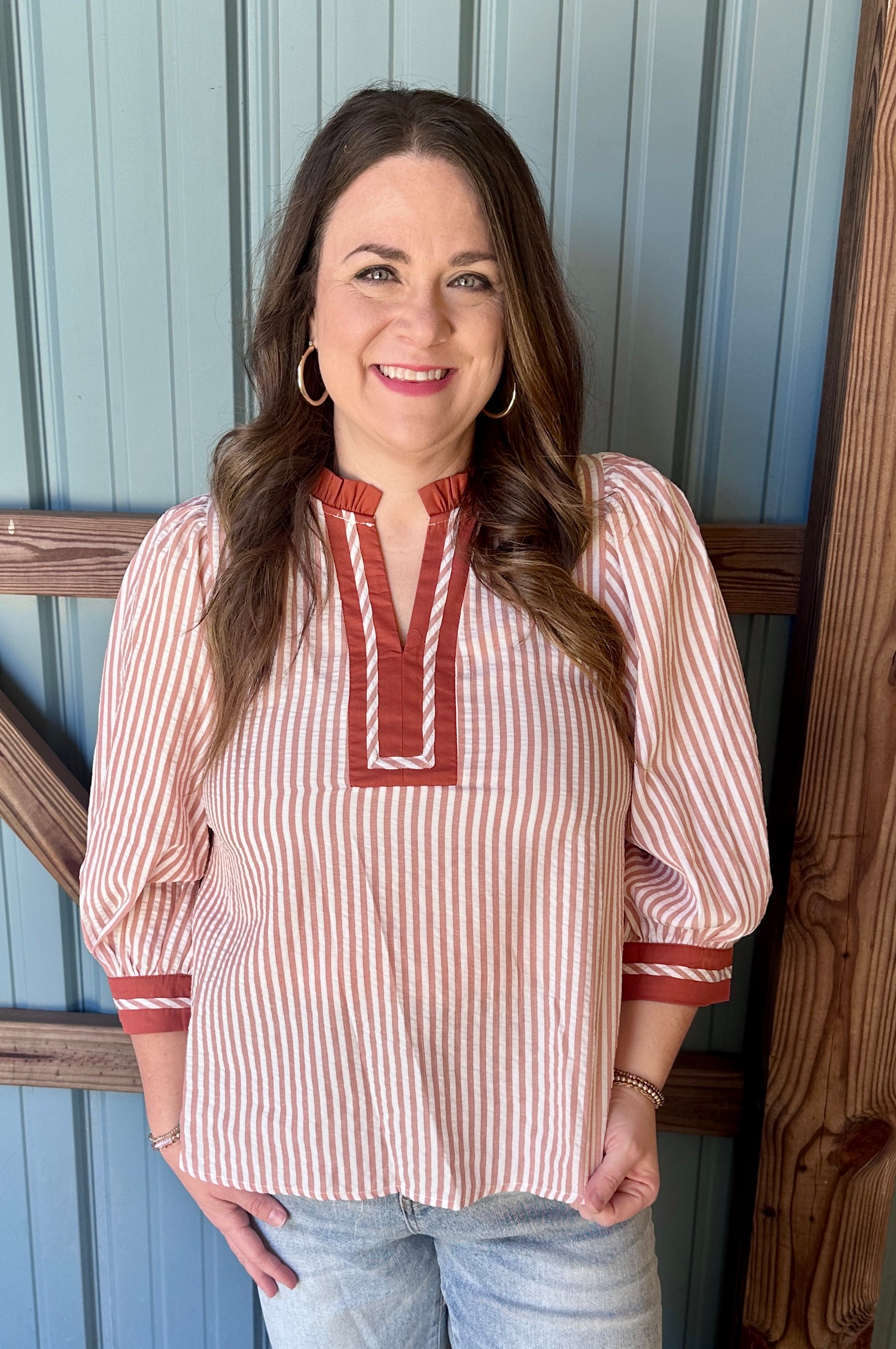 Striped Ruffle Blouse