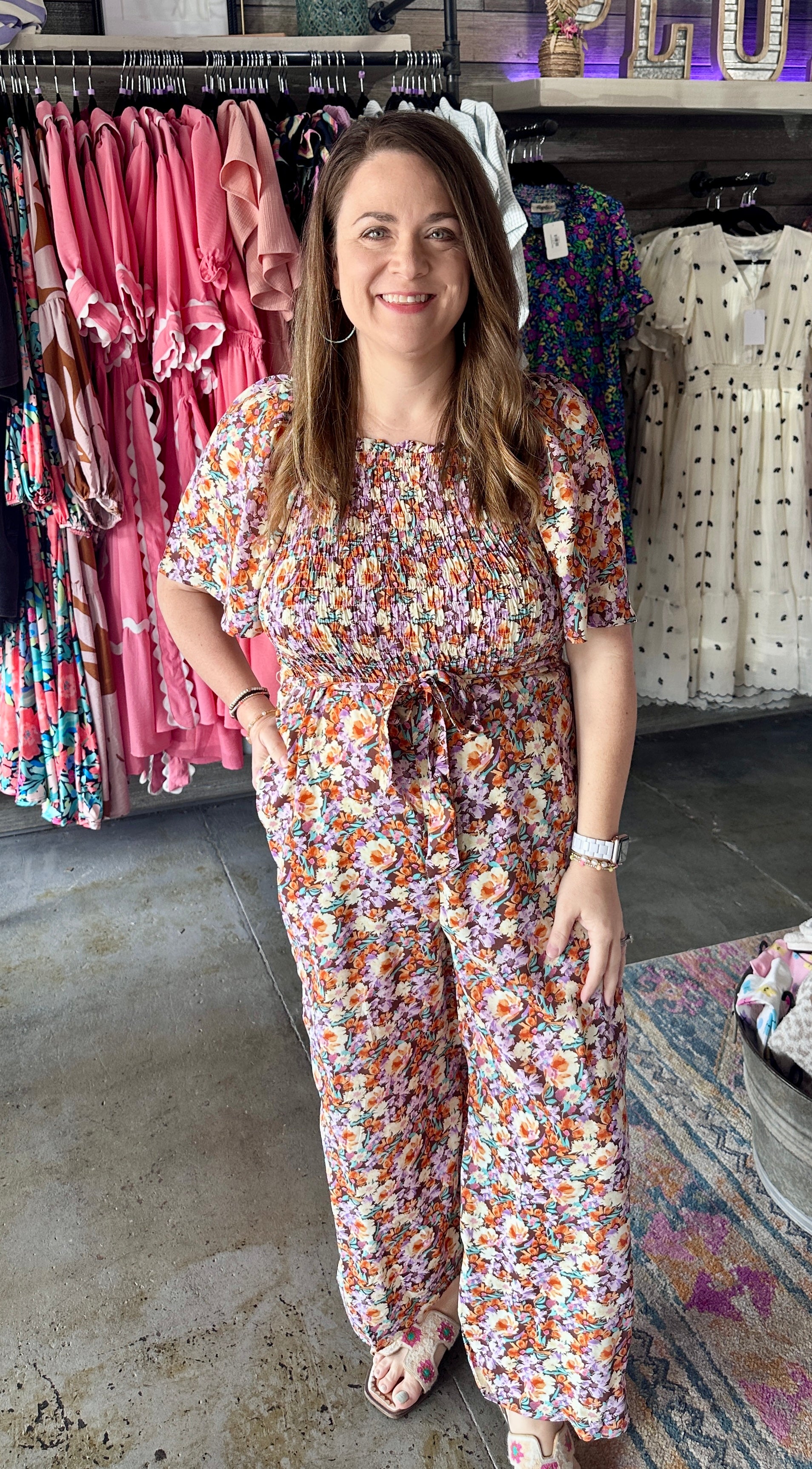 Mocha Floral Jumpsuit