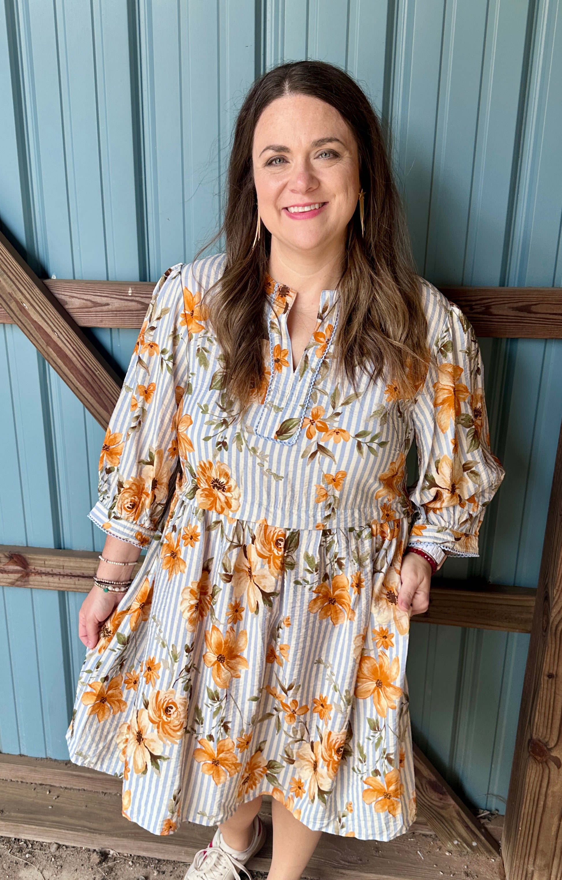 Striped Floral Dress