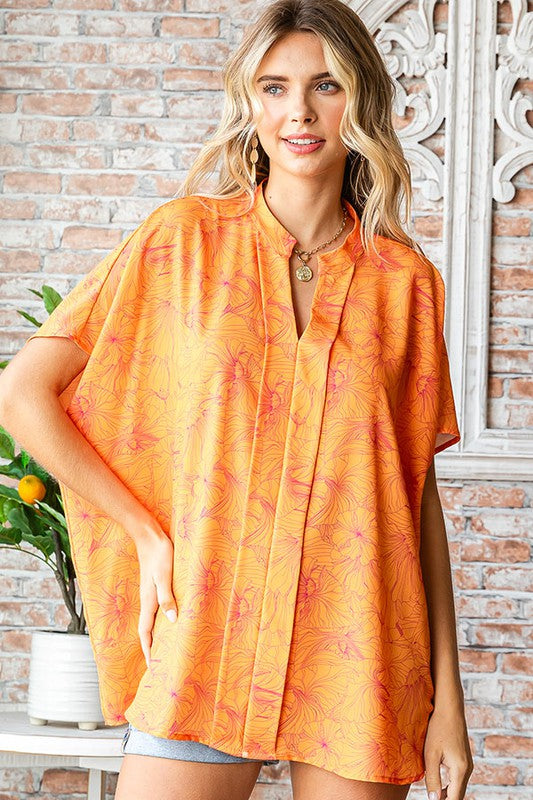 Orange Floral Blouse