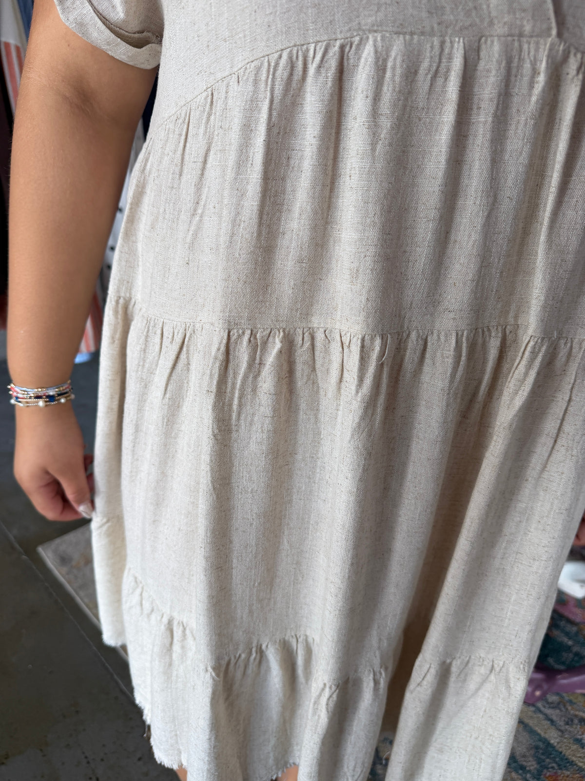 Linen Blend Babydoll Dress