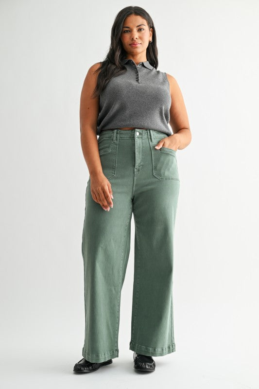 Green Wide Leg Jeans