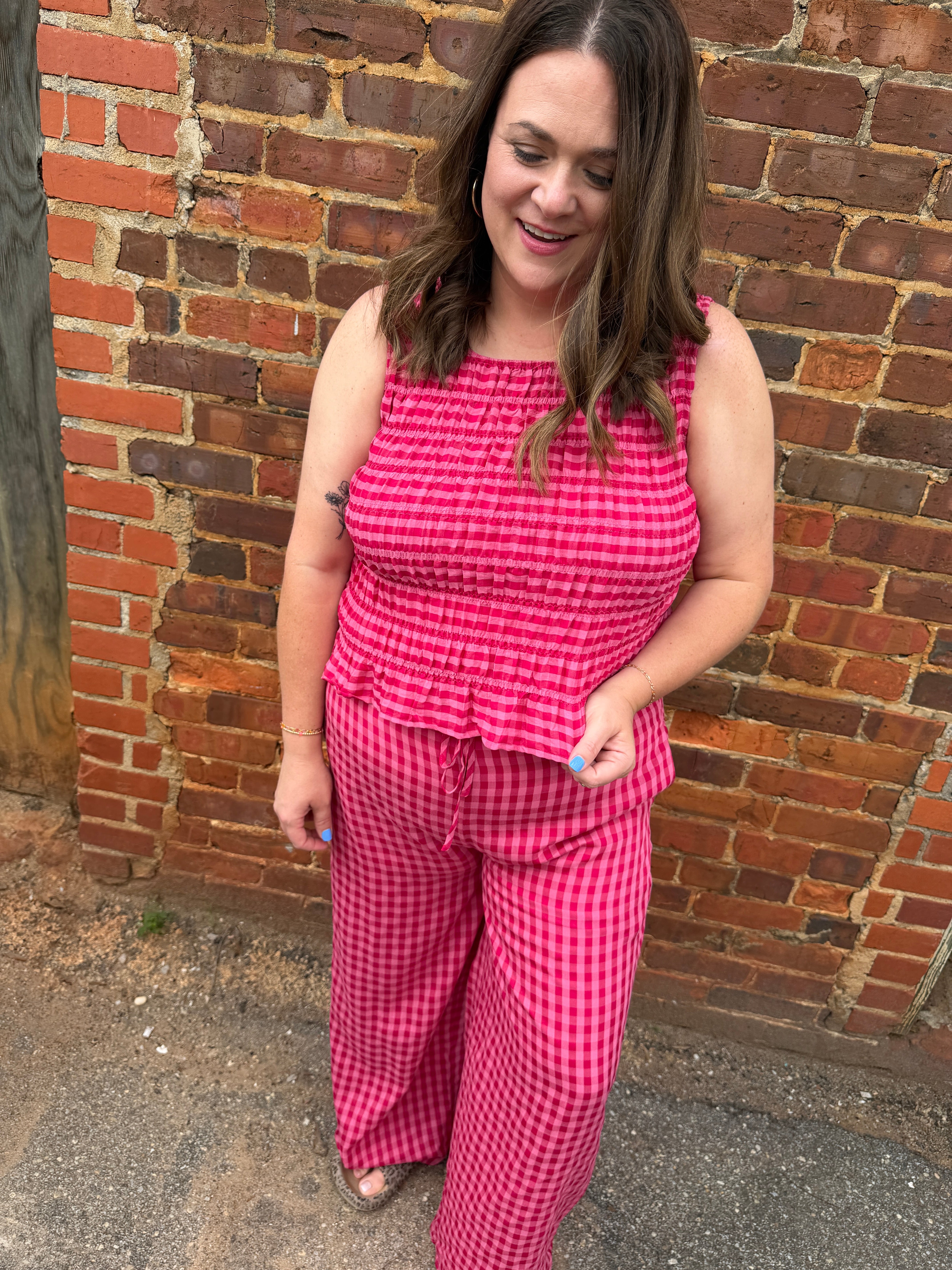 Smocked Gingham Top