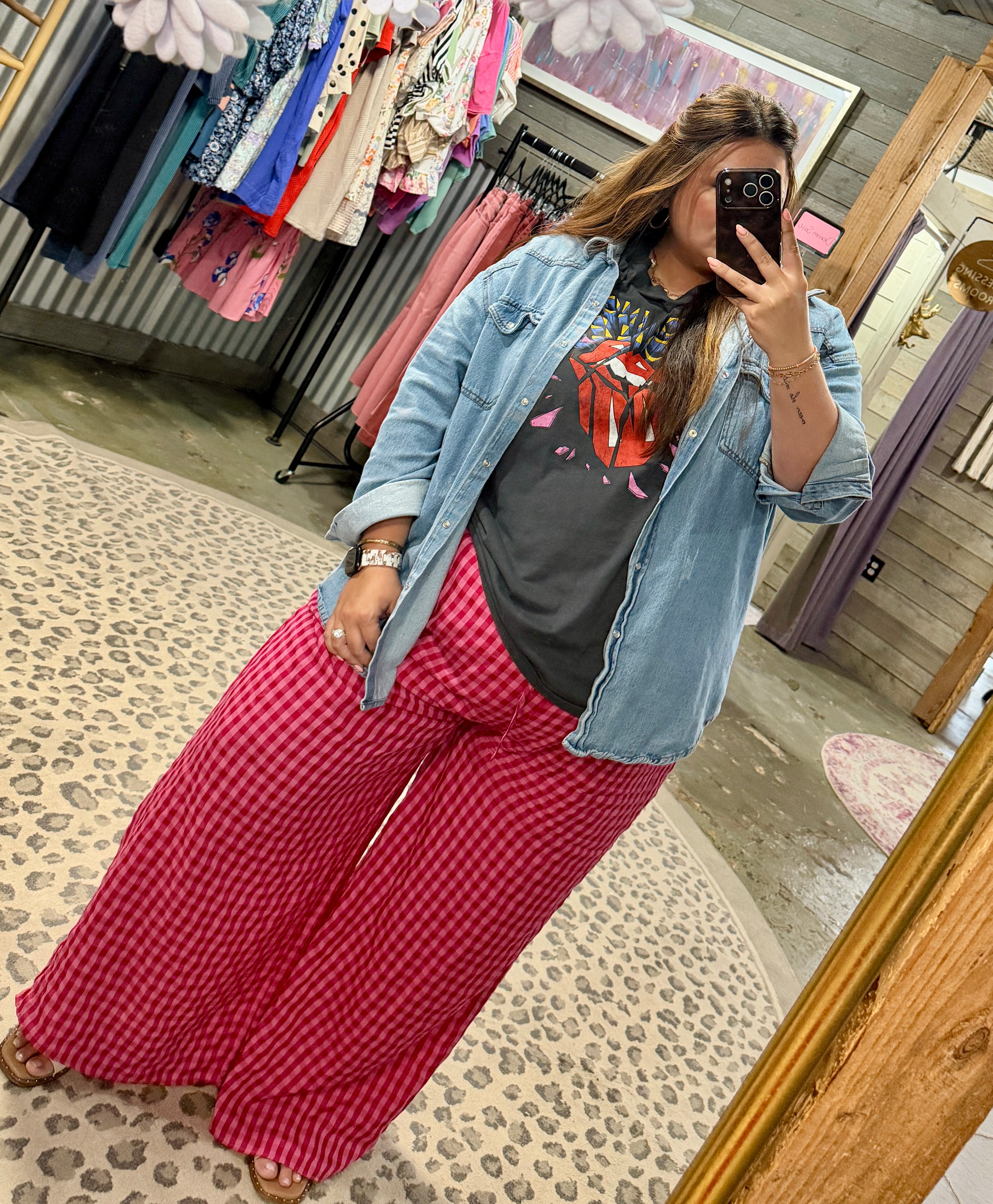 Gingham Drawstring Pants