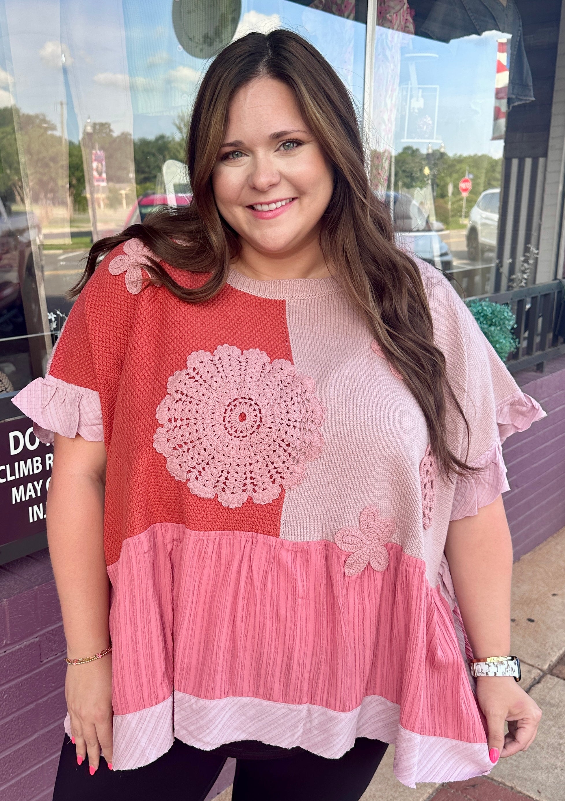 Ruffle Crocheted Blouse