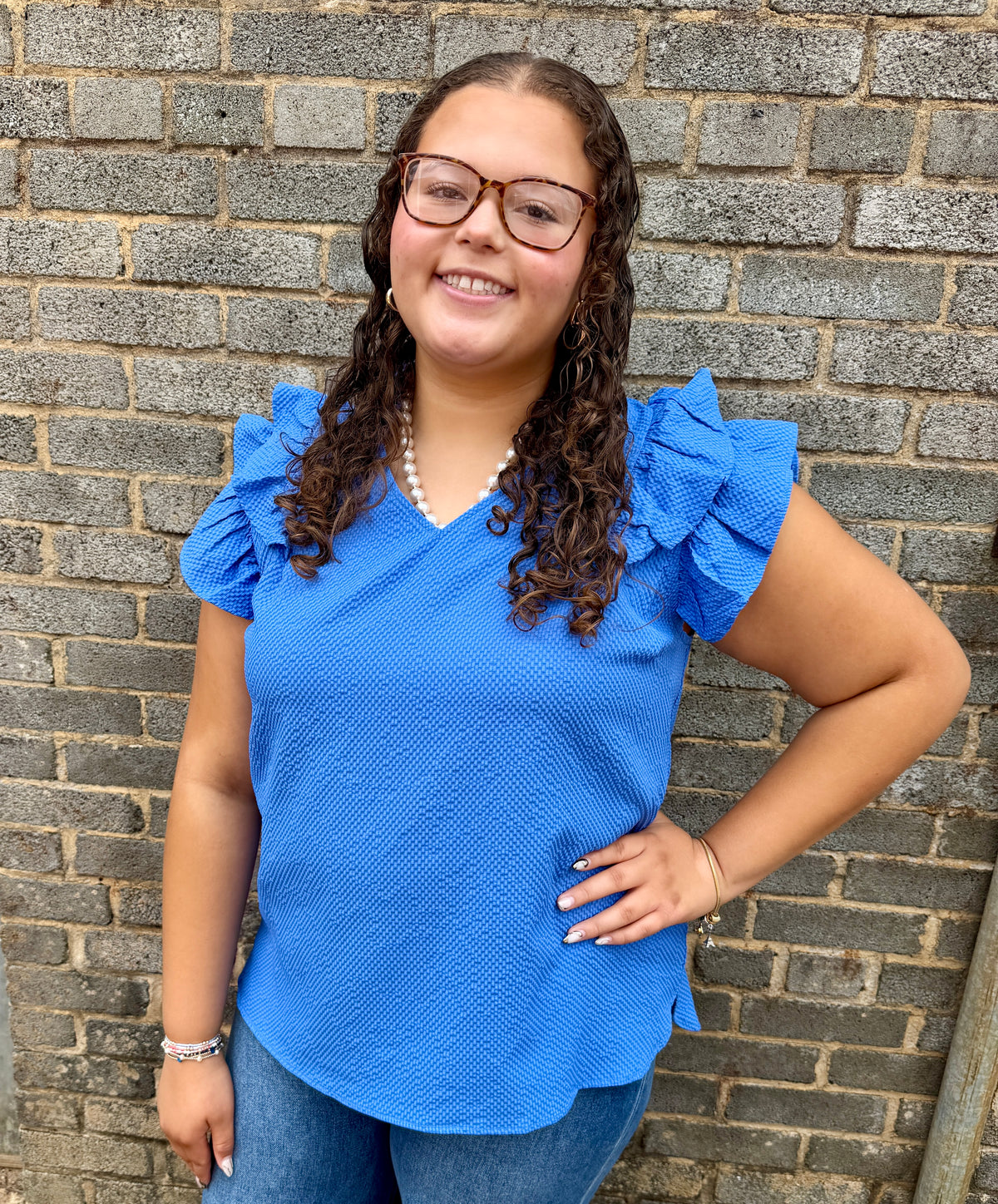 Solid Ruffle Blouse