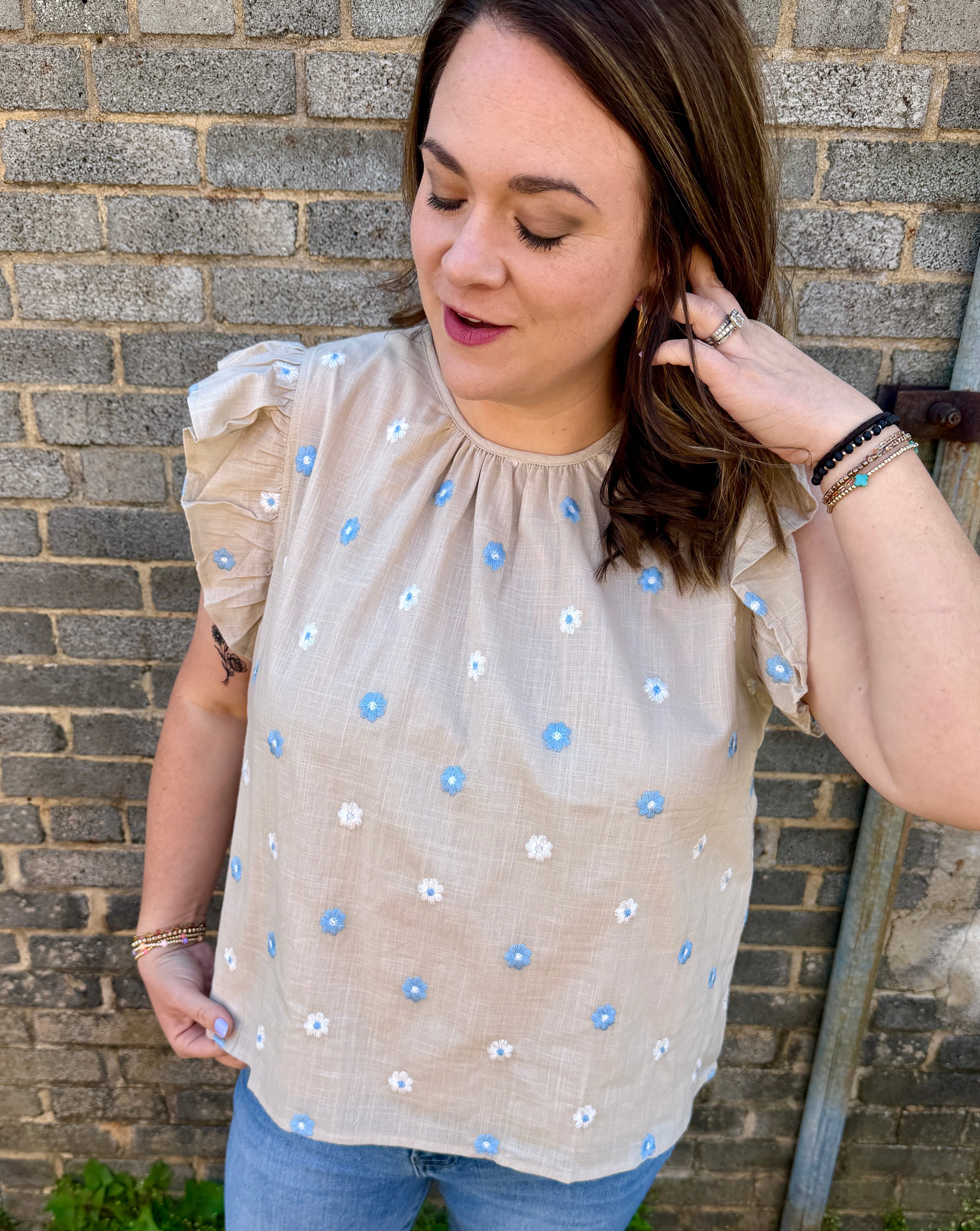 Flower Embroidered Blouse