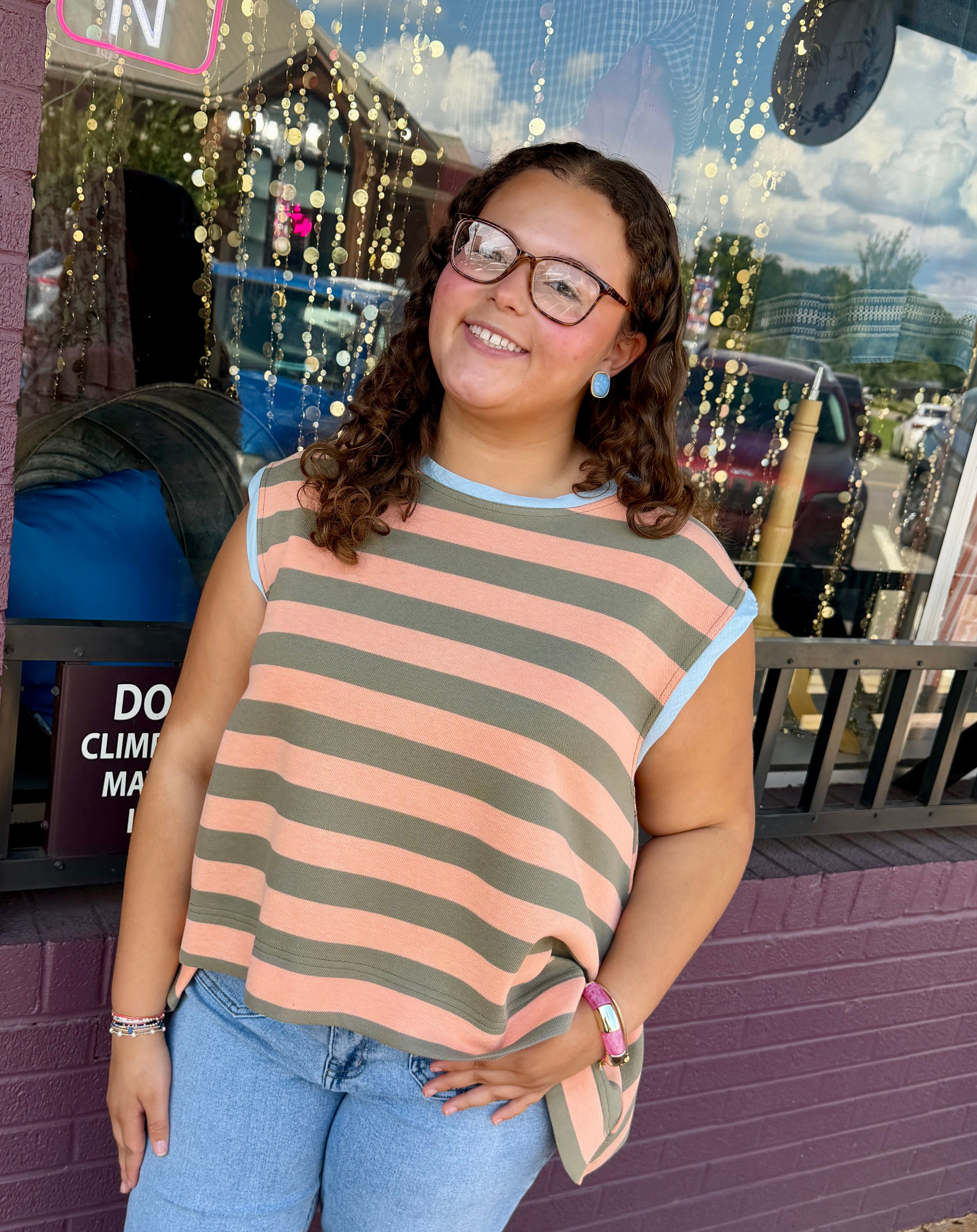 Sleeveless Striped Blouse