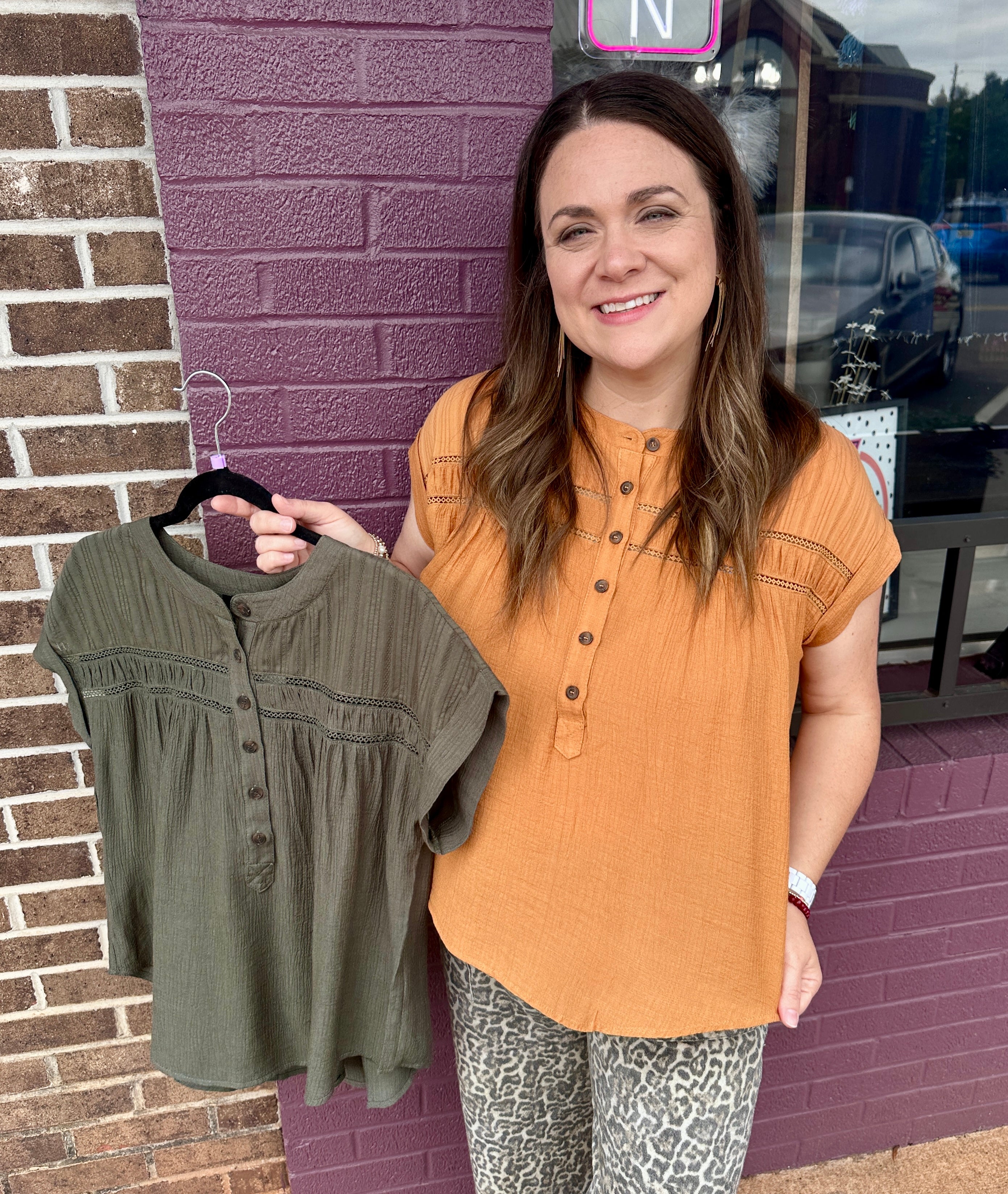 Solid Eyelet Blouse