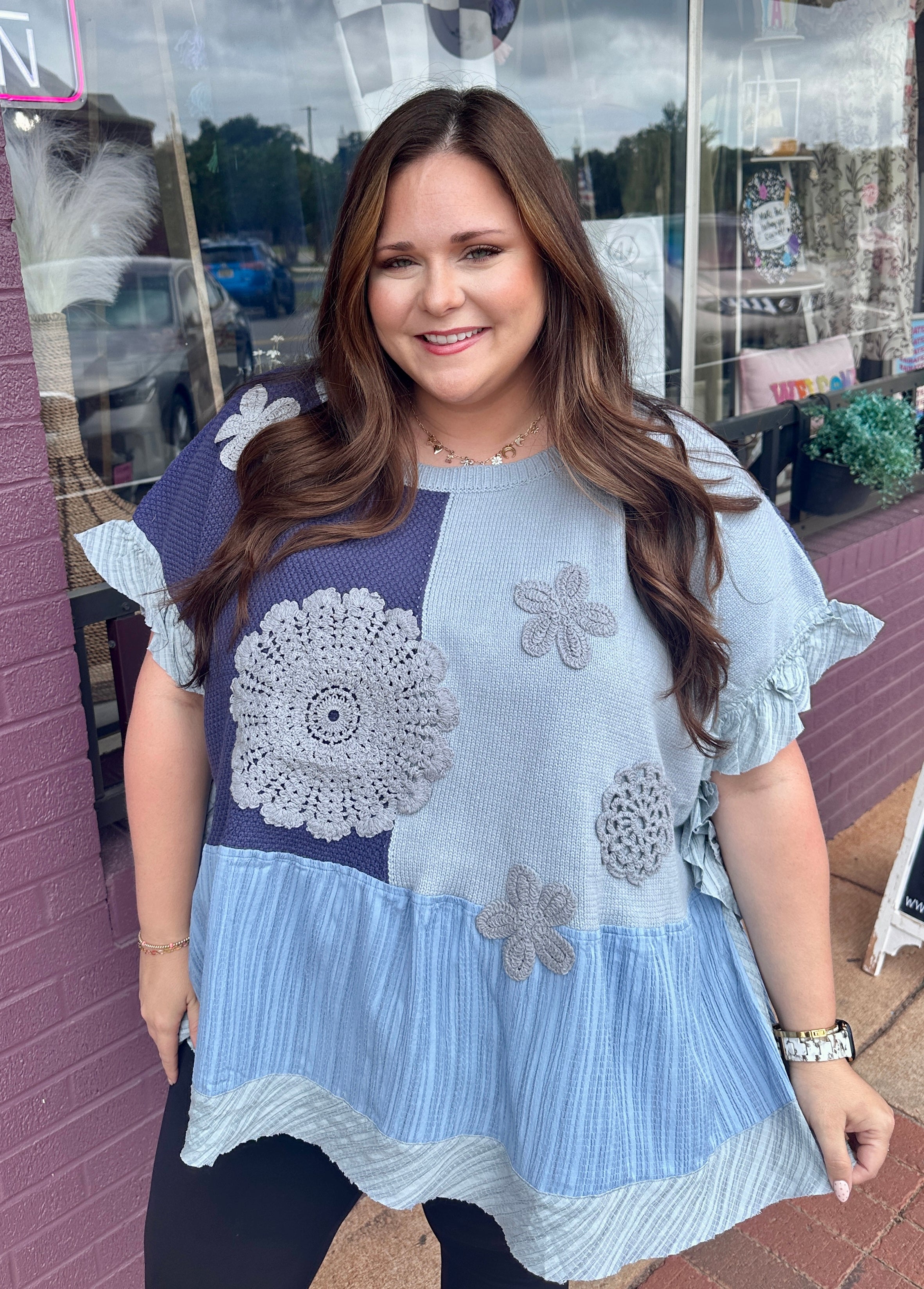 Ruffle Crocheted Blouse
