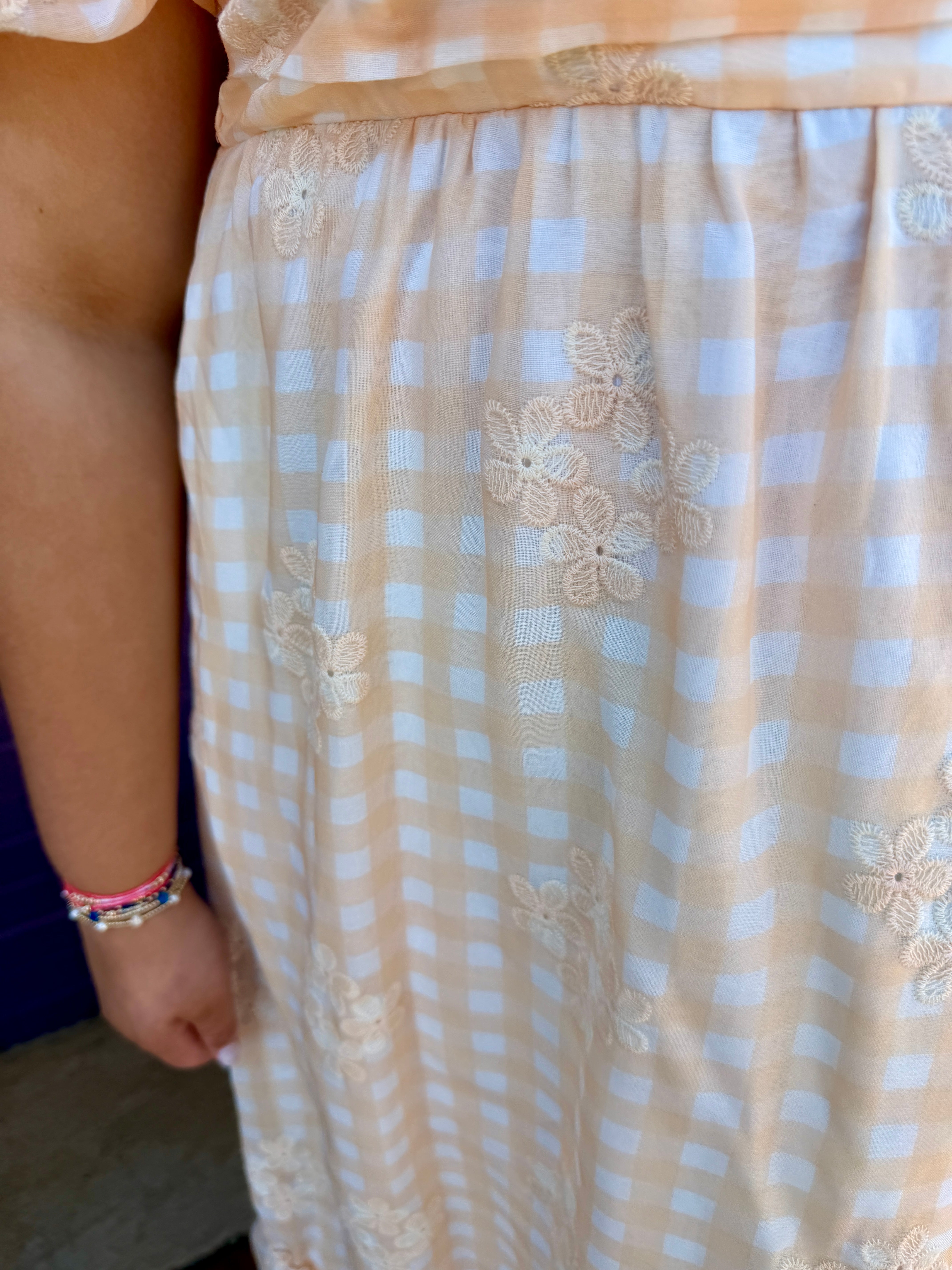 Floral Gingham Midi Dress