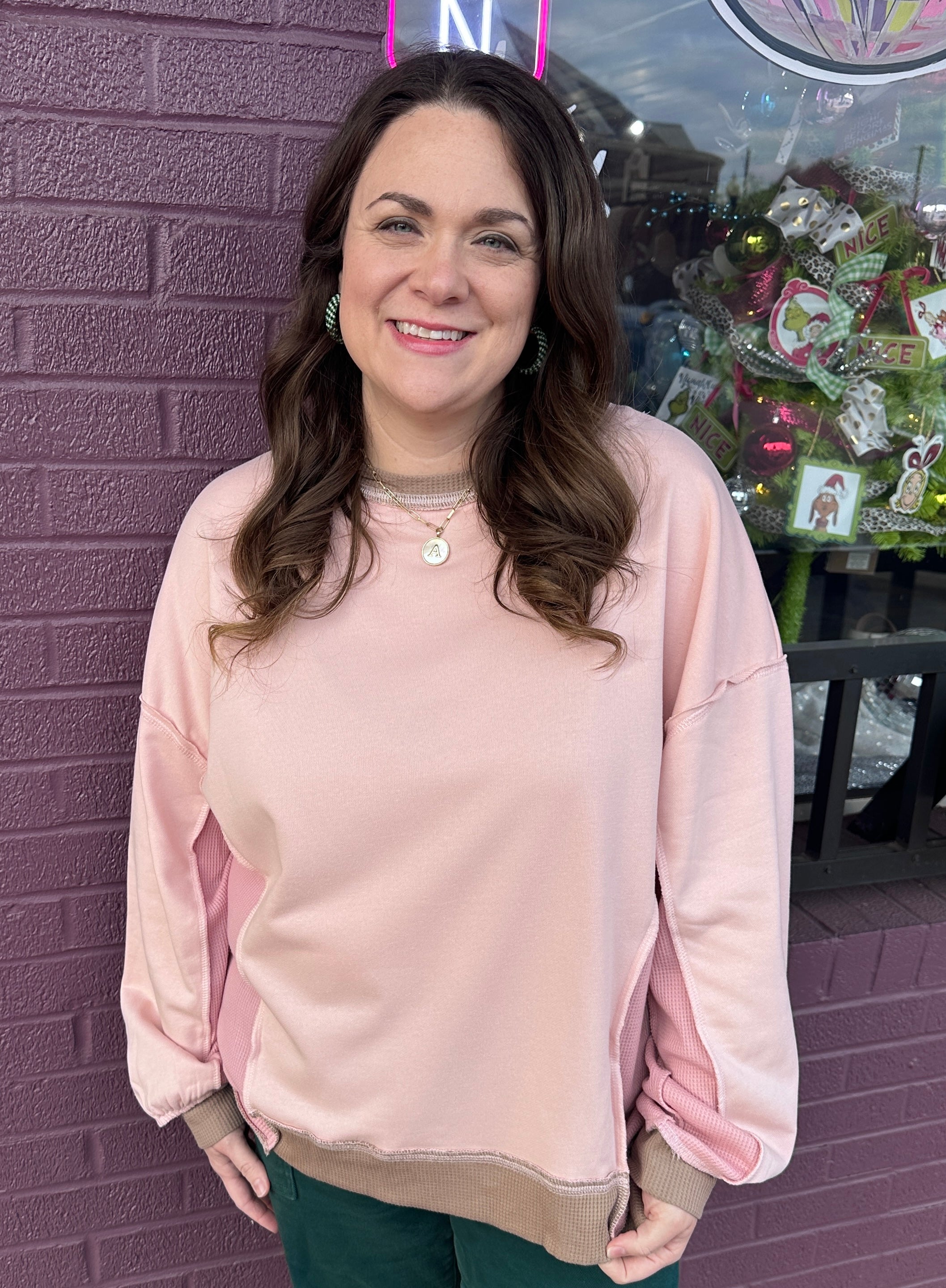 Pink Waffle Sweatshirt