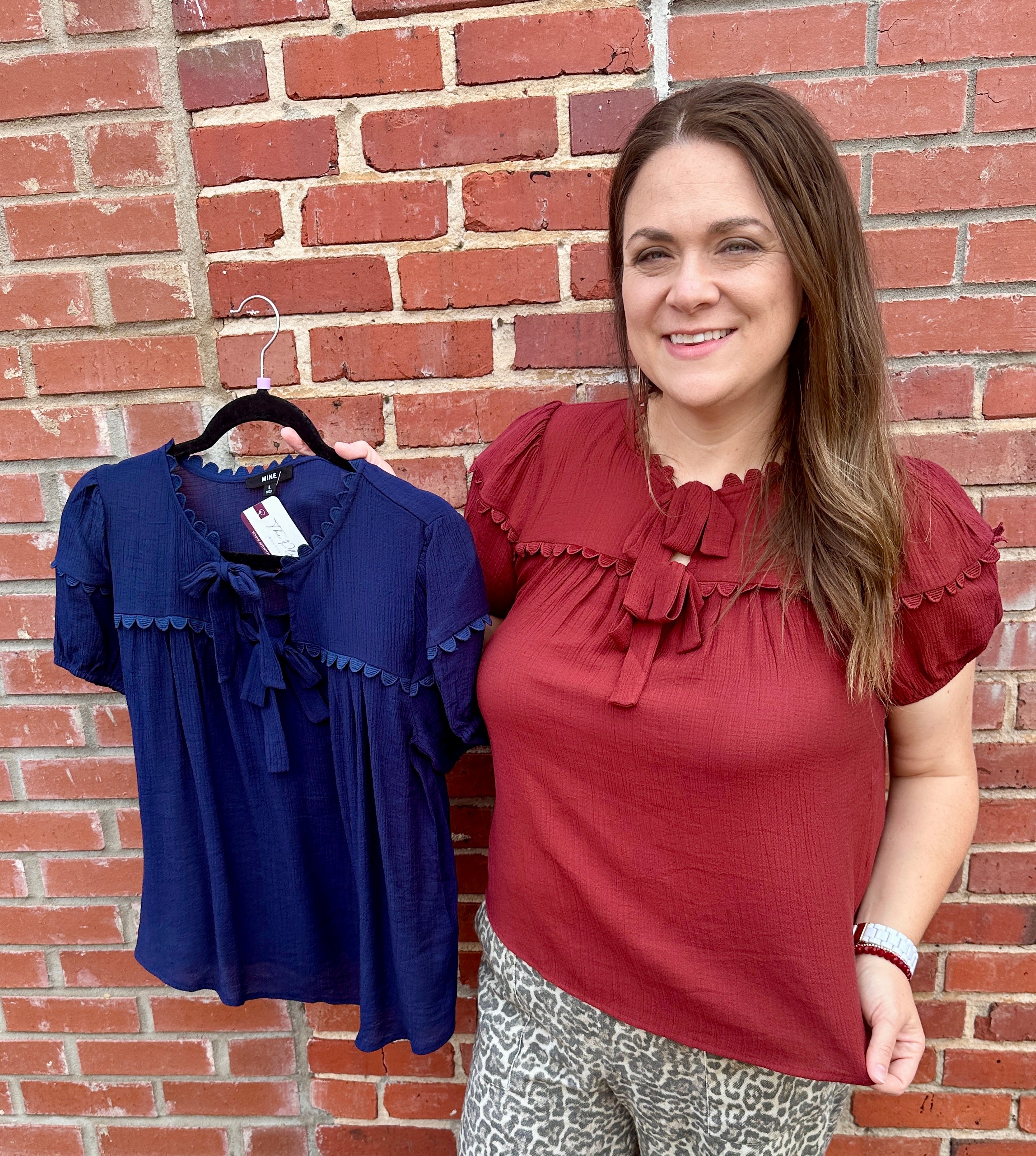 Solid Scalloped Blouse