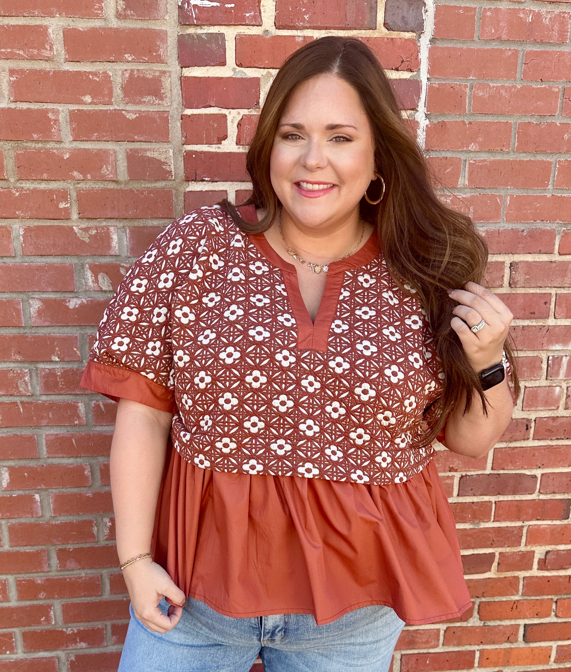 Rust Peplum Blouse