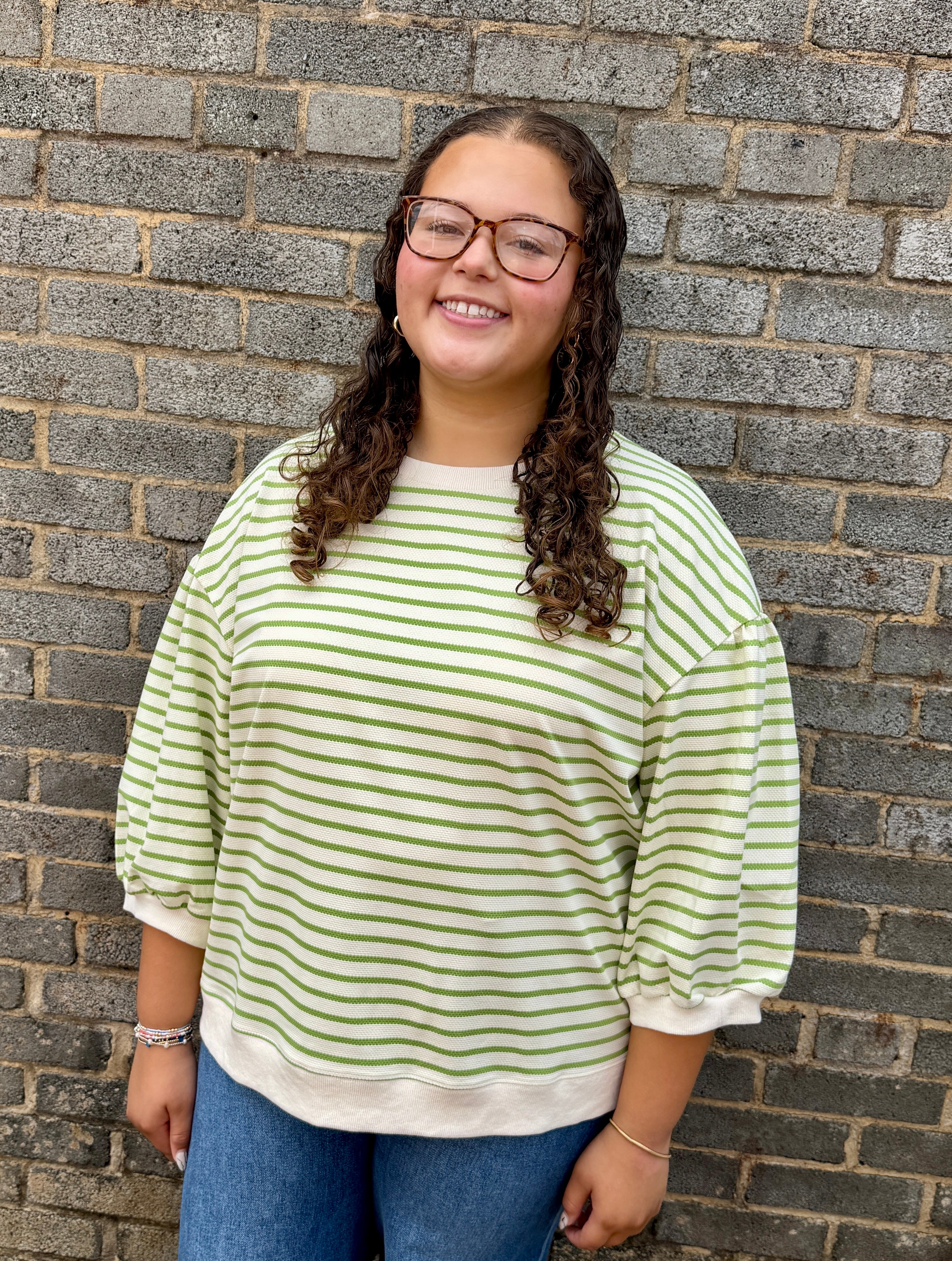 Green Striped Blouse