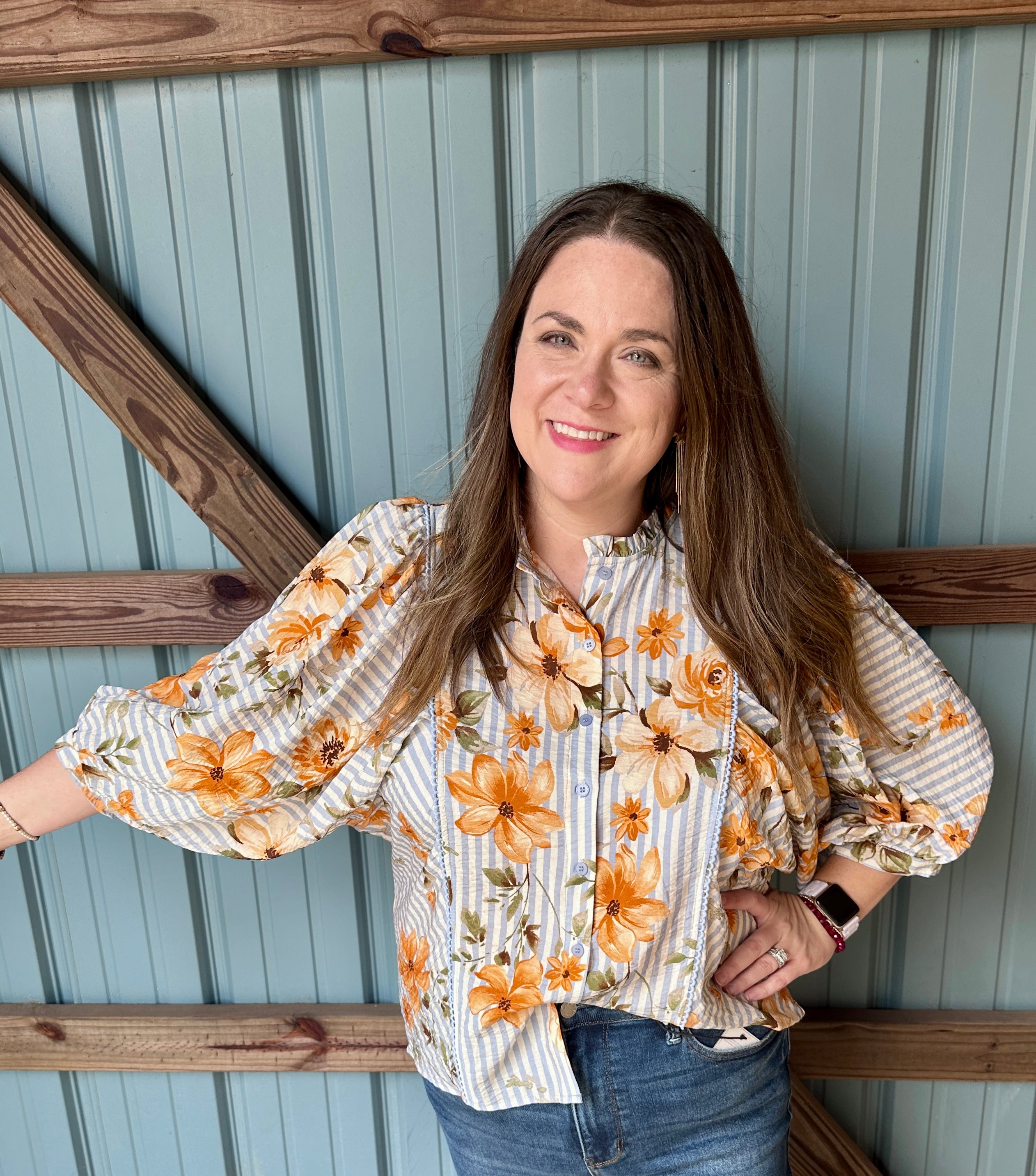 Striped Floral Blouse
