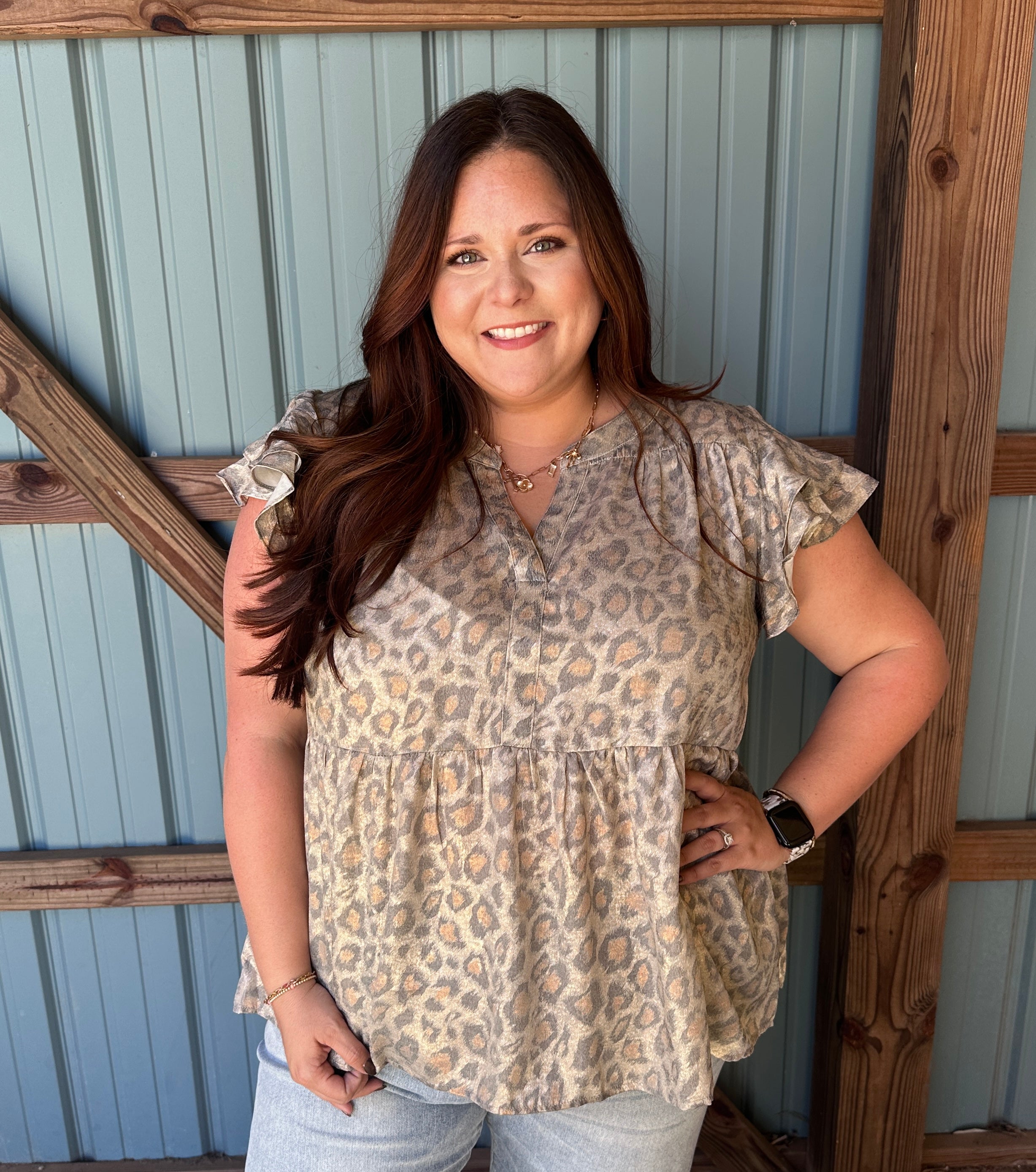 Leopard Babydoll Blouse