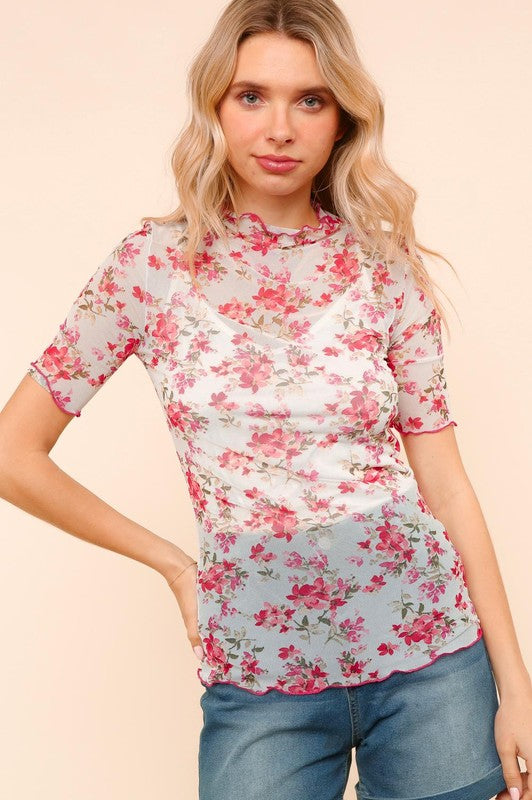 Floral Mesh Blouse