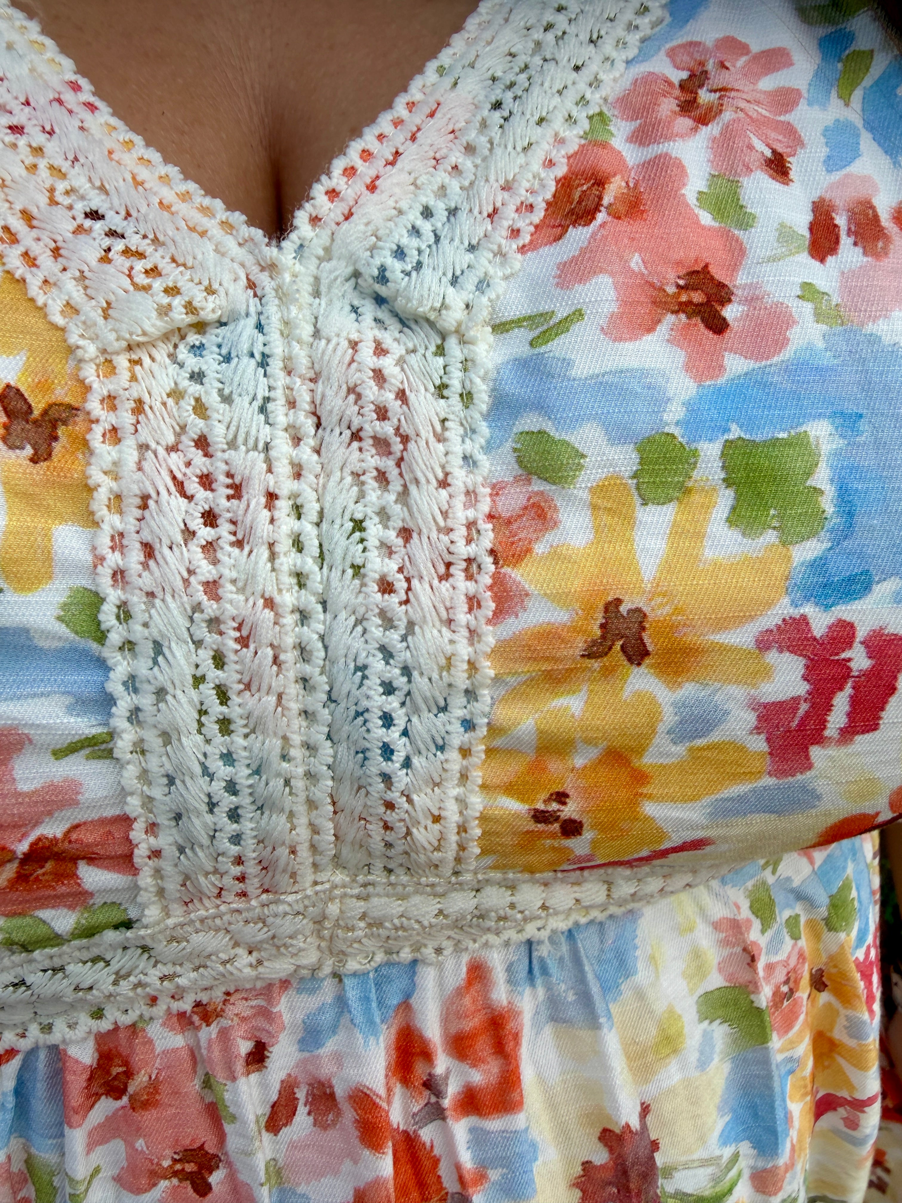 Floral Lace Trimmed Dress