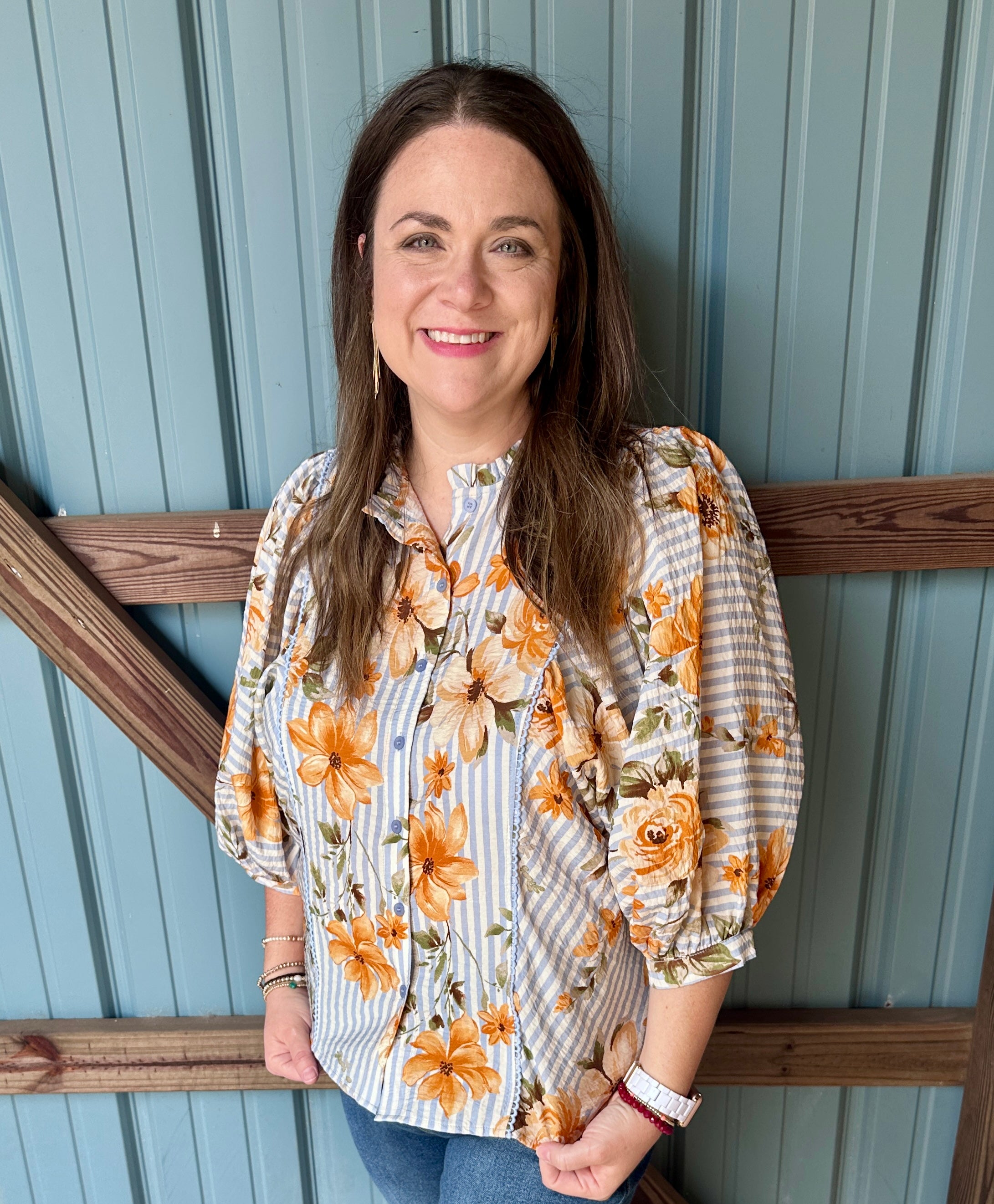 Striped Floral Blouse