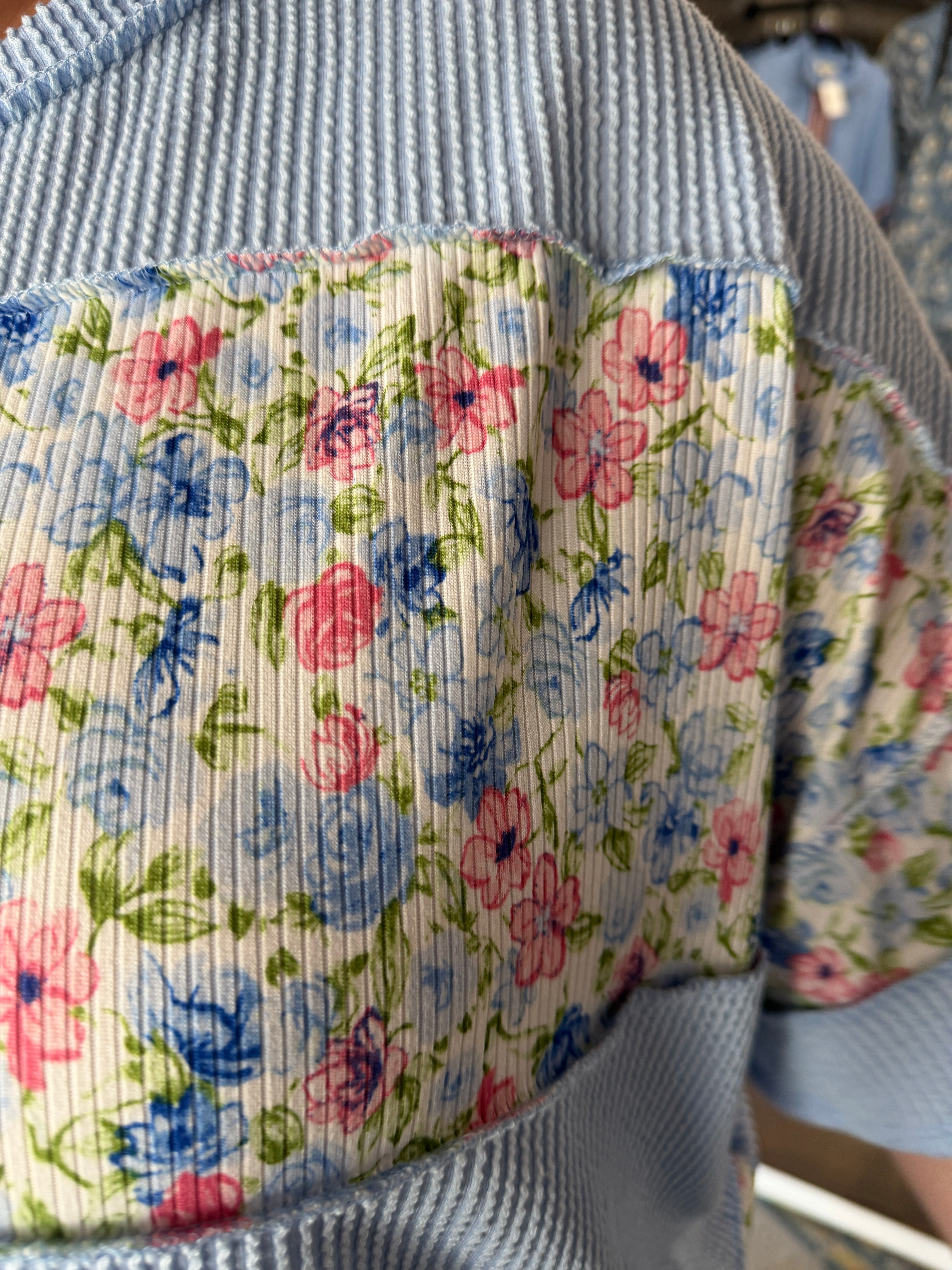 Floral Ribbed Blouse