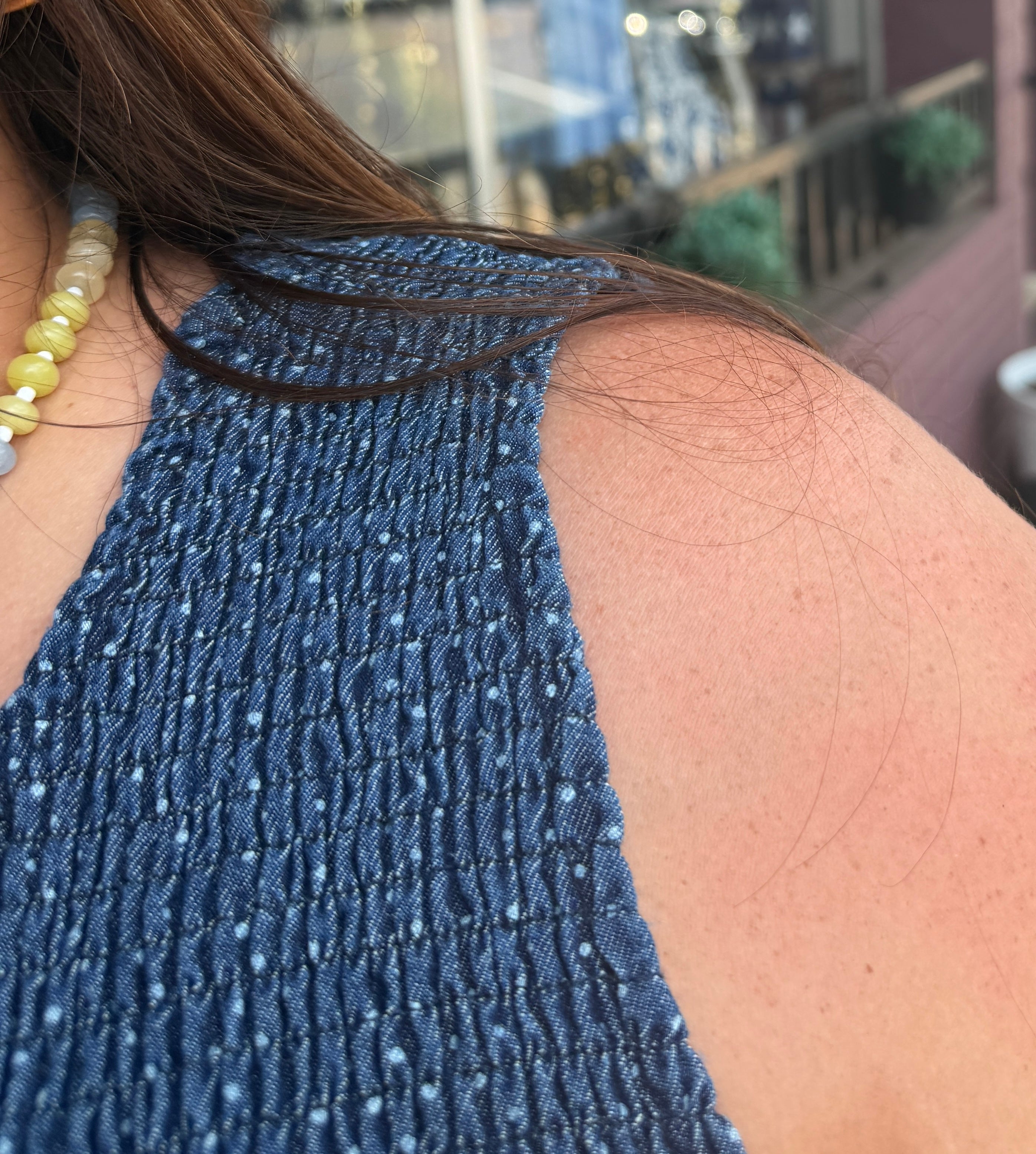 Denim Polka Dot Dress