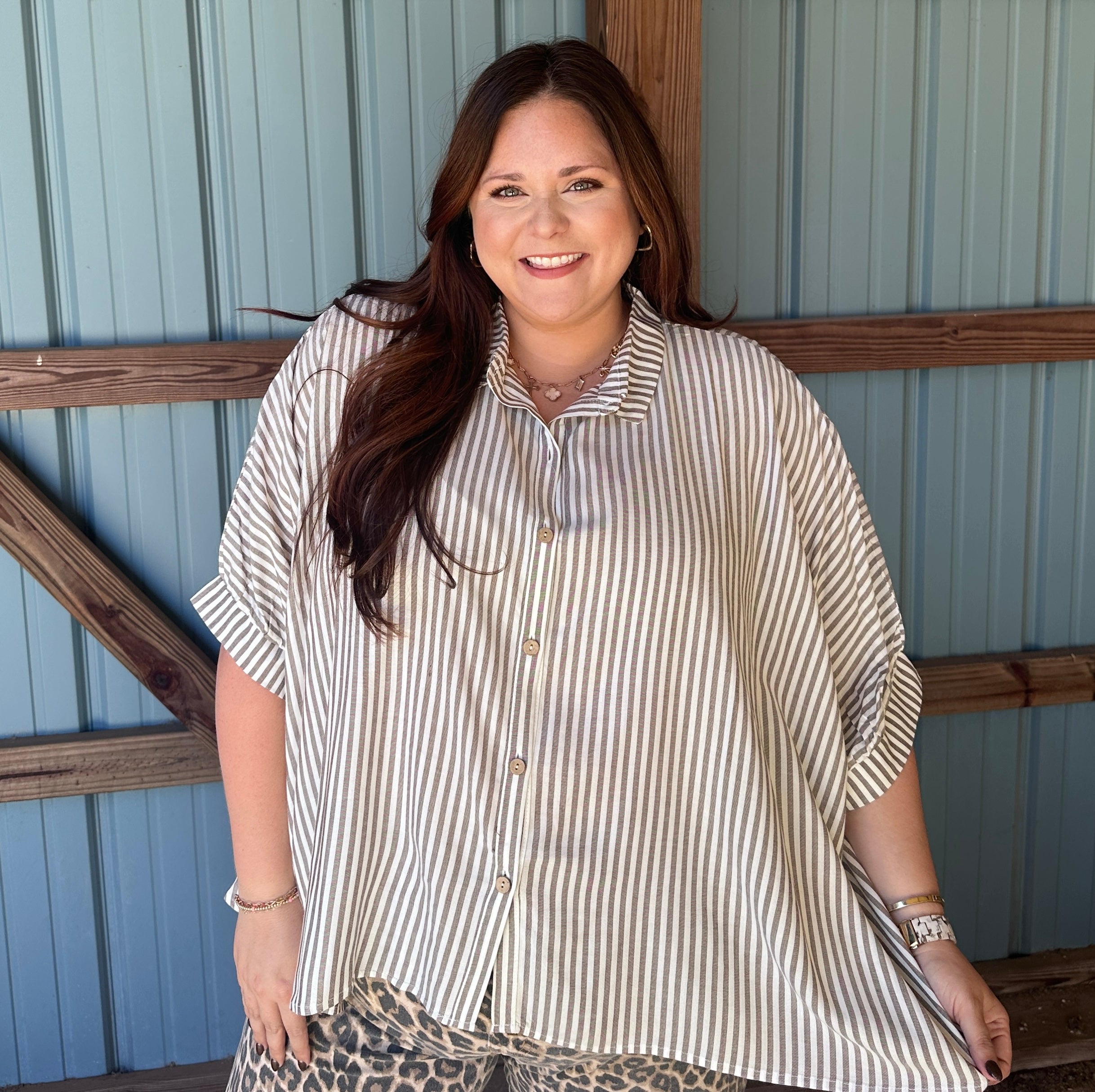 Striped Button Down Blouse