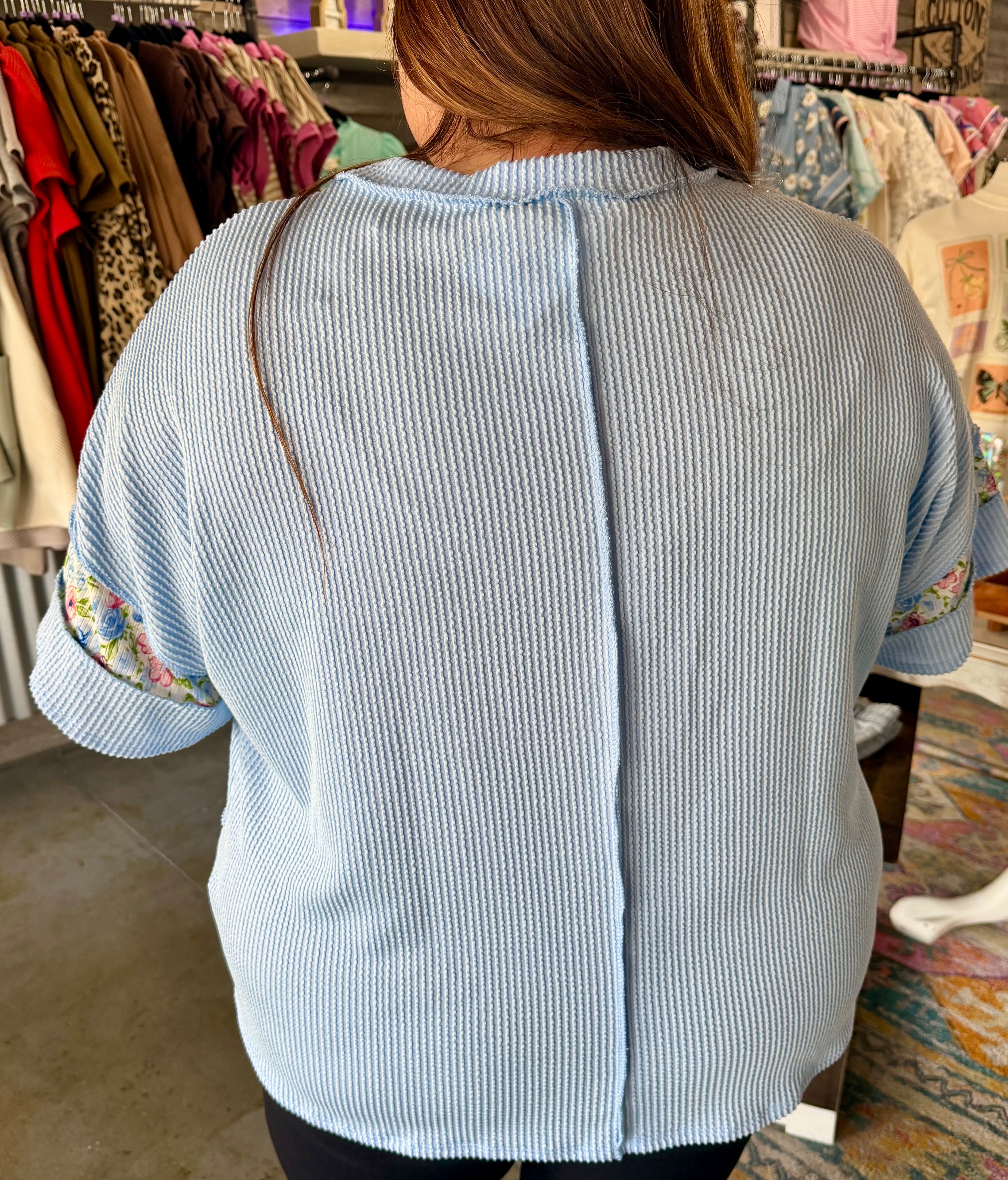 Floral Ribbed Blouse