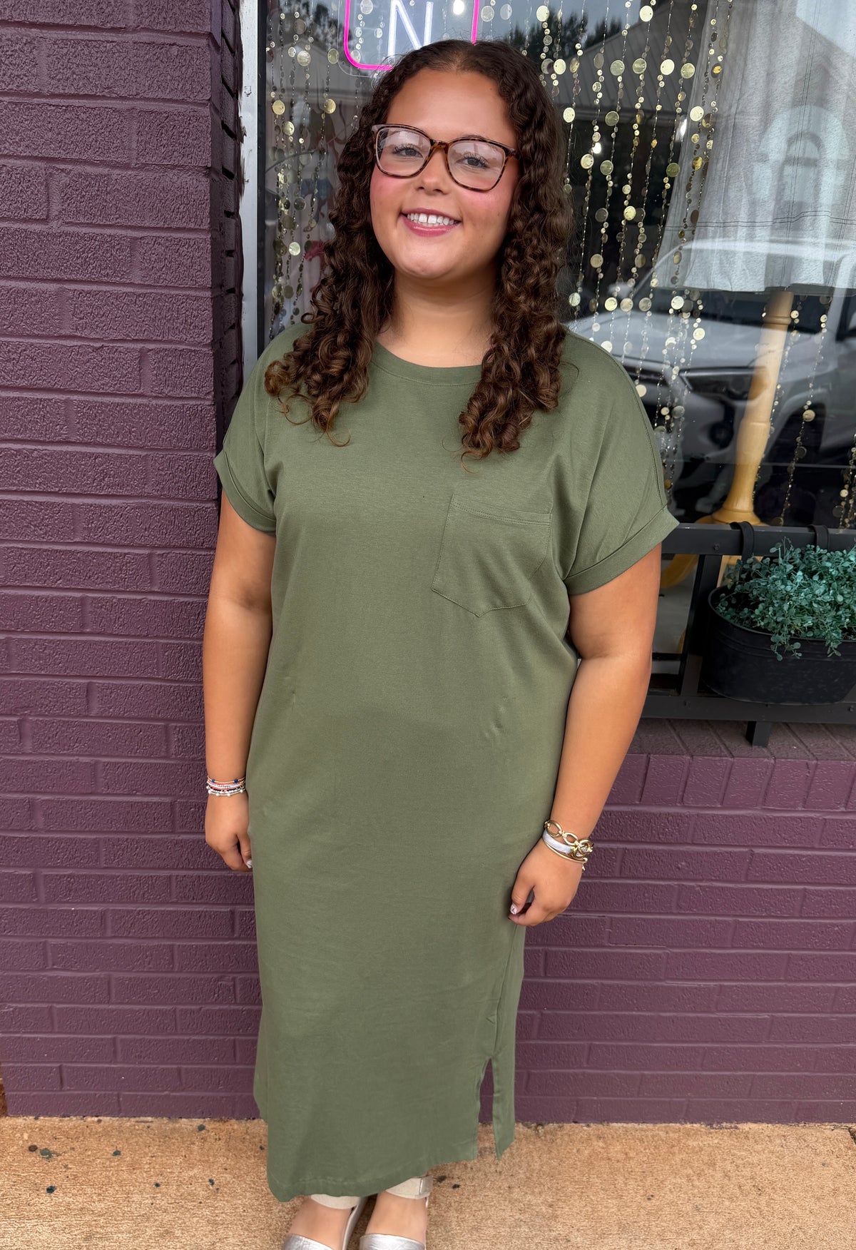 Solid Midi Dress