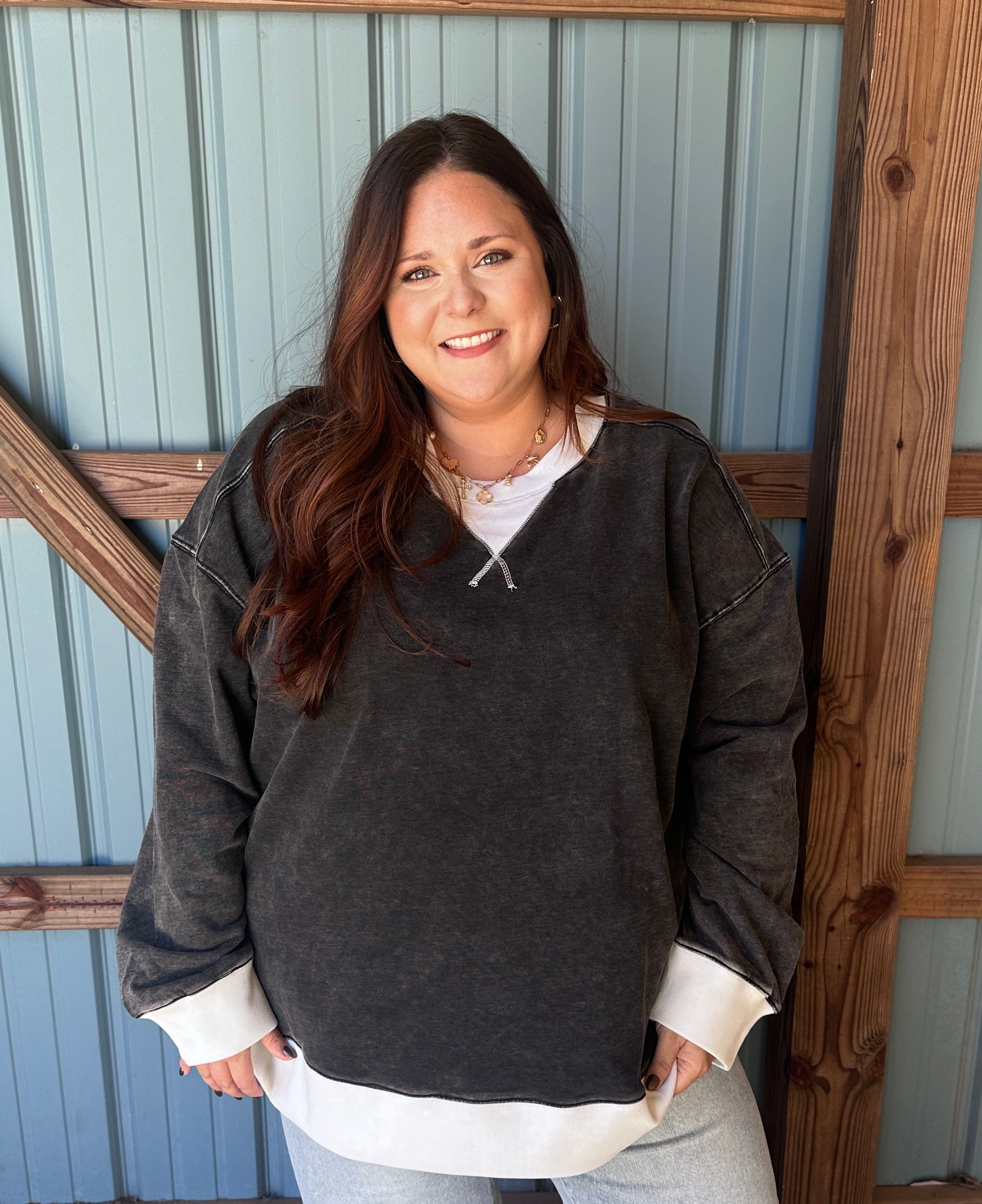 Washed Knit Sweatshirt