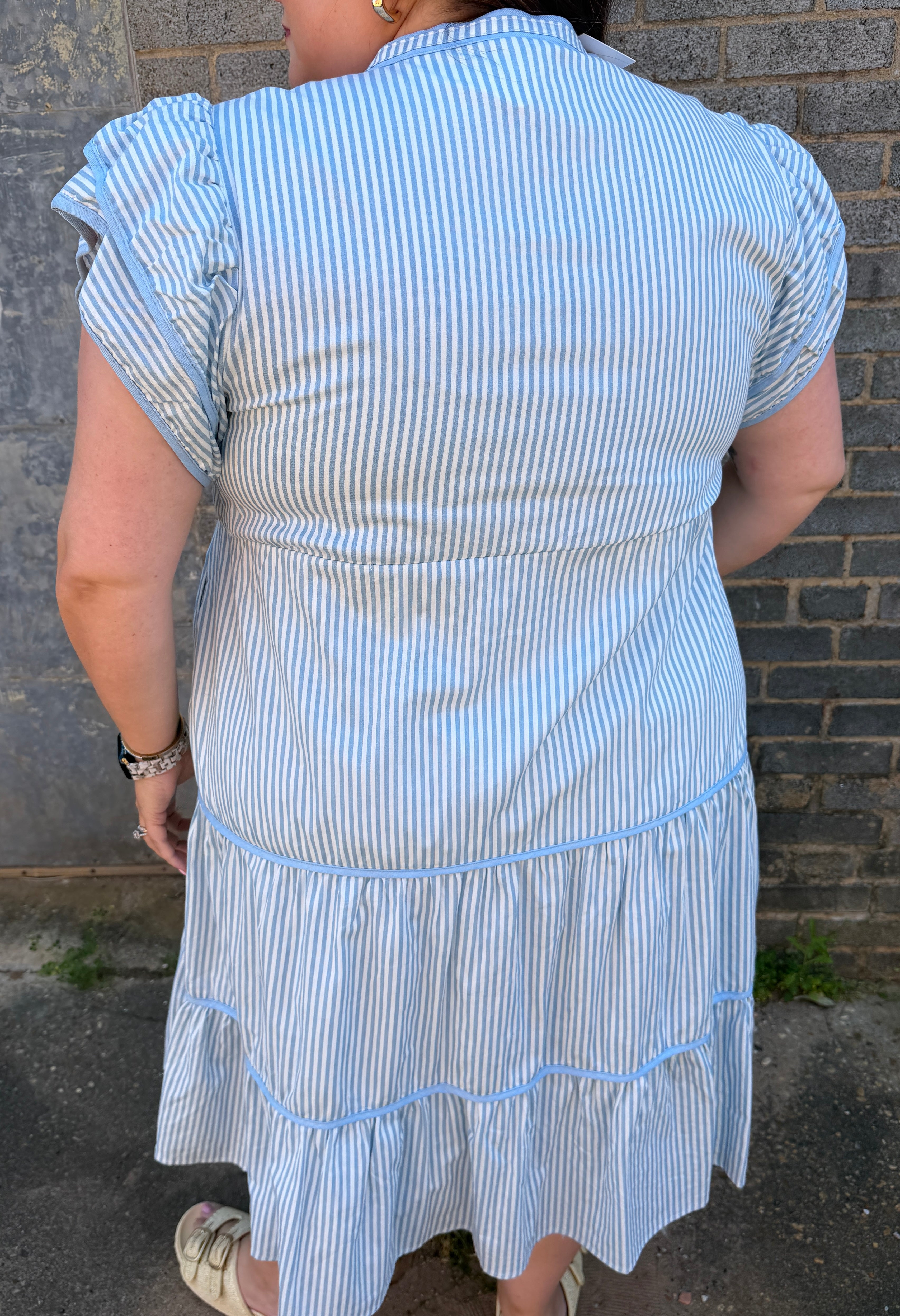 Striped Tiered Midi Dress