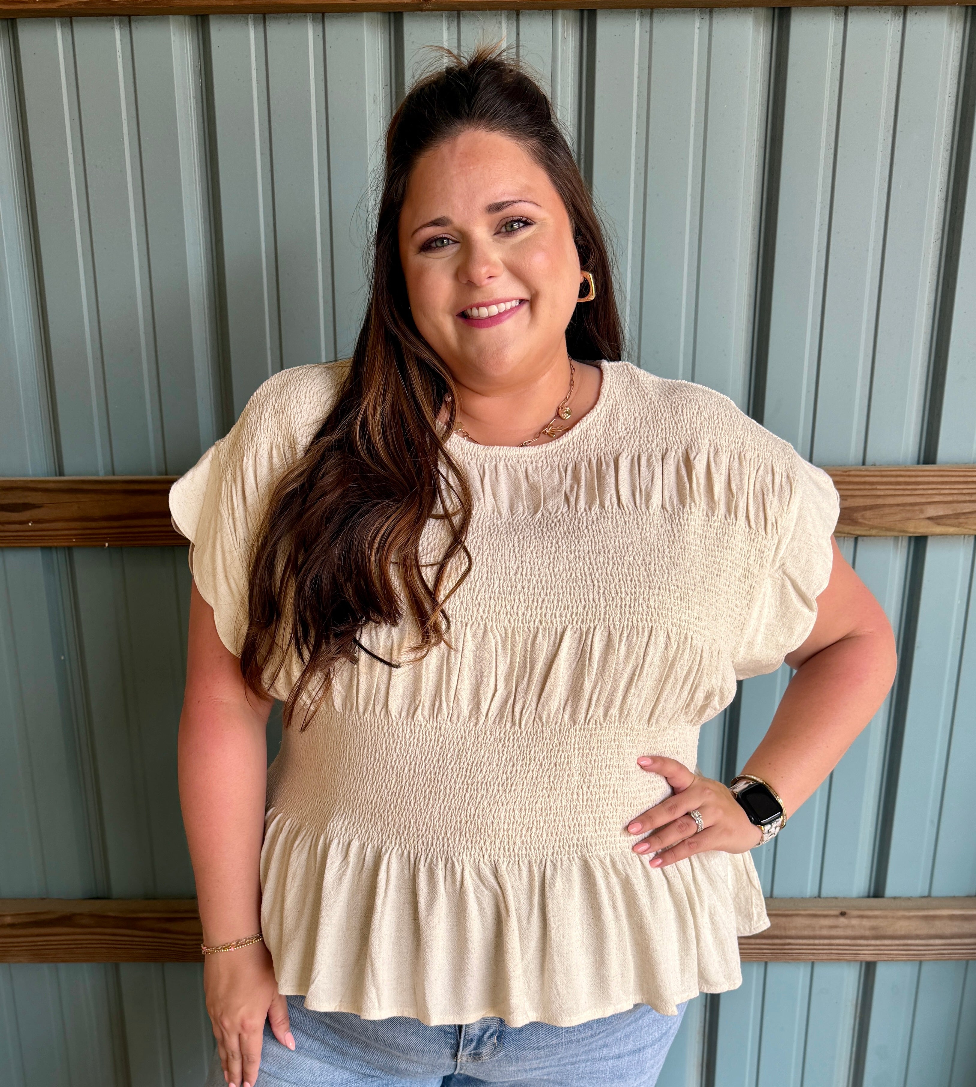 Linen Peplum Blouse