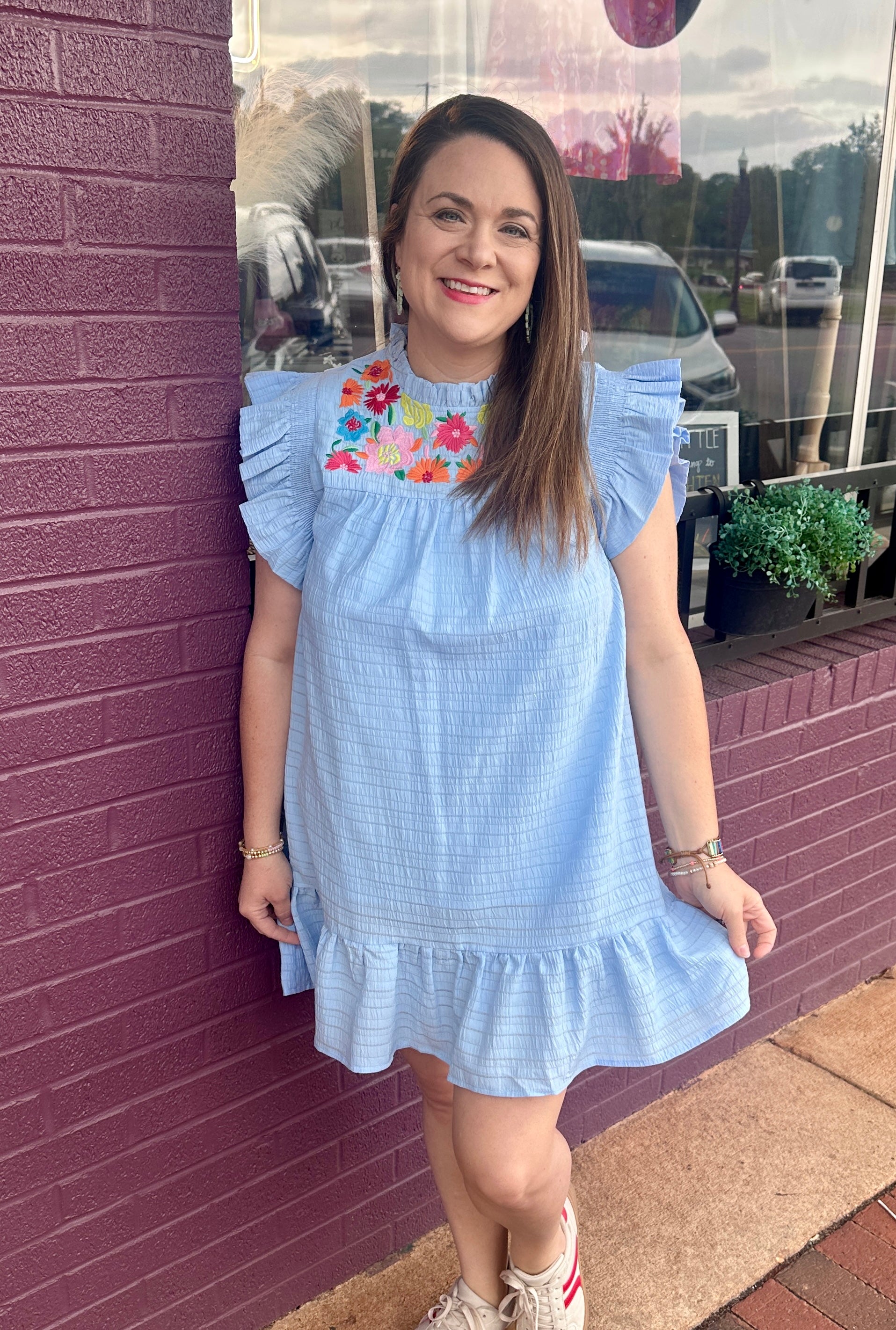Textured Floral Dress