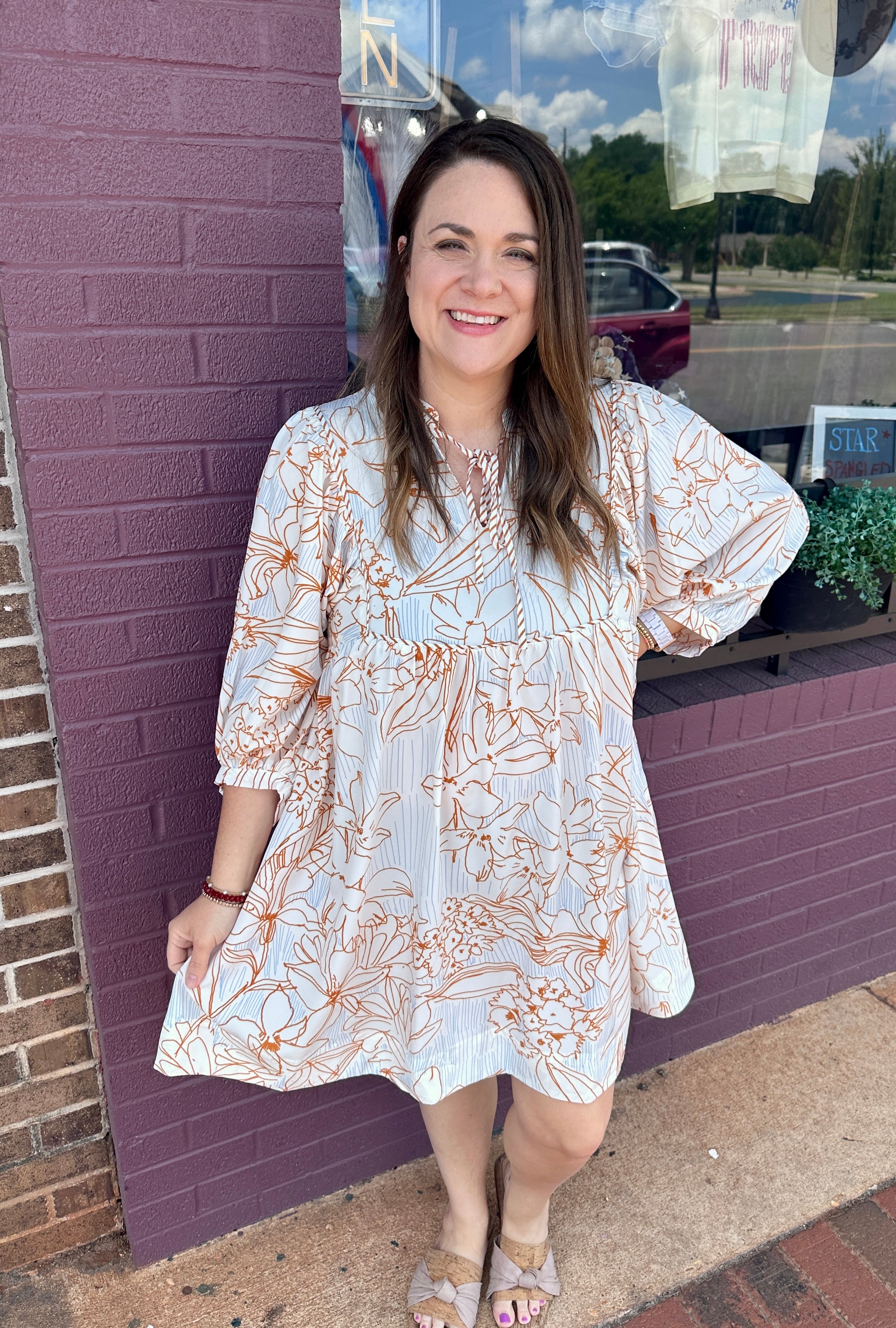 Toffee Floral Dress