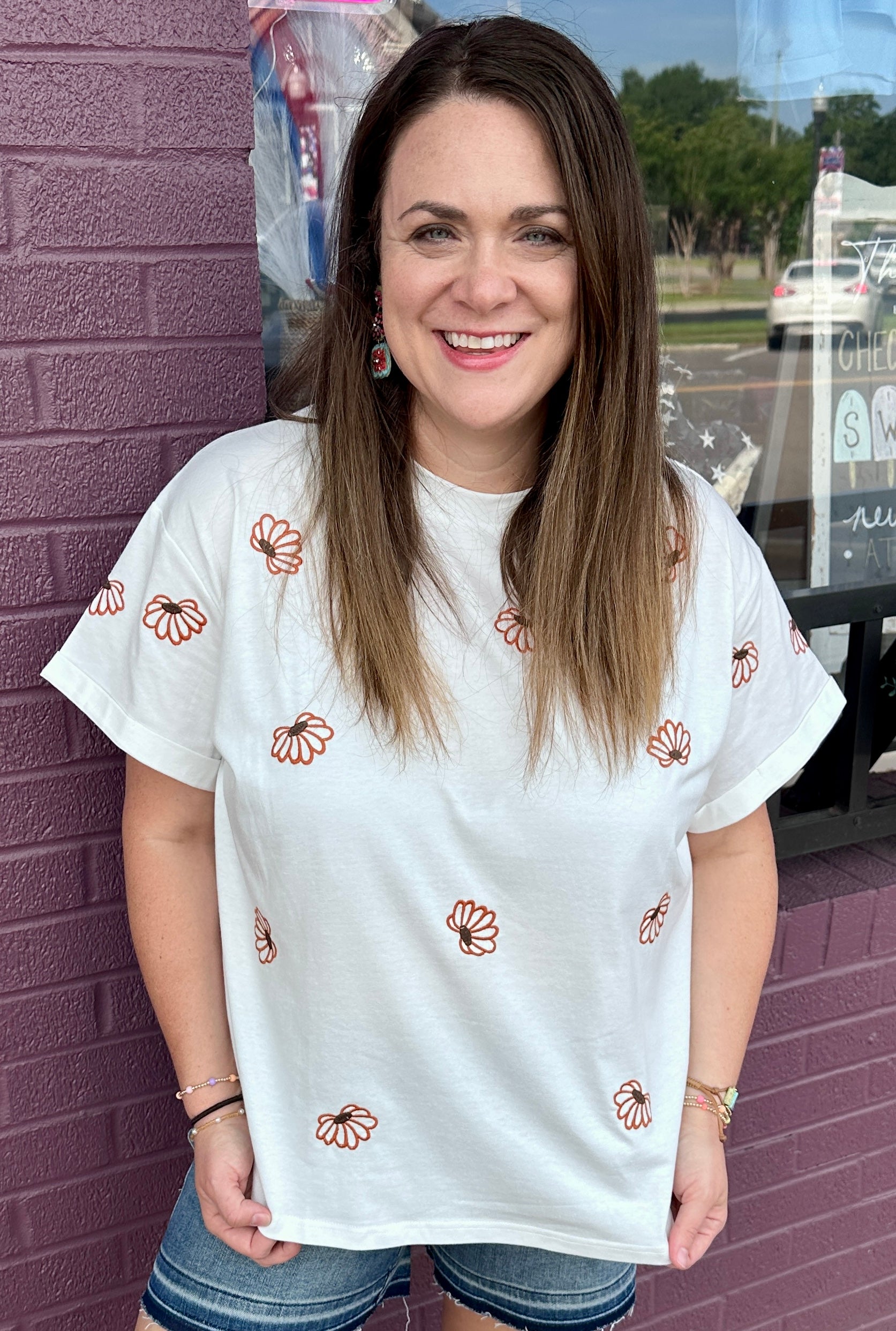 Floral Embroidered Tee