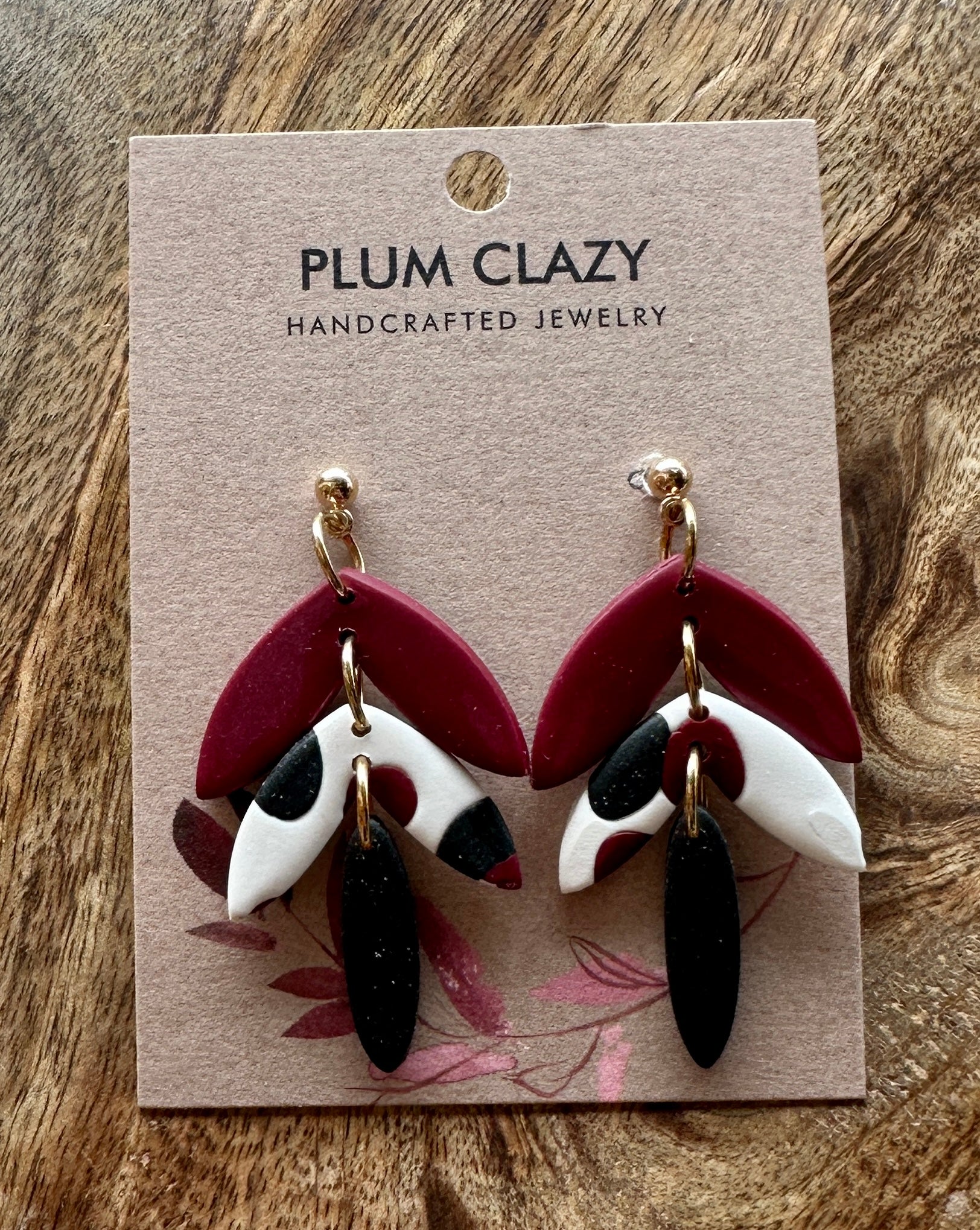 Maroon and Black Mix Dangle