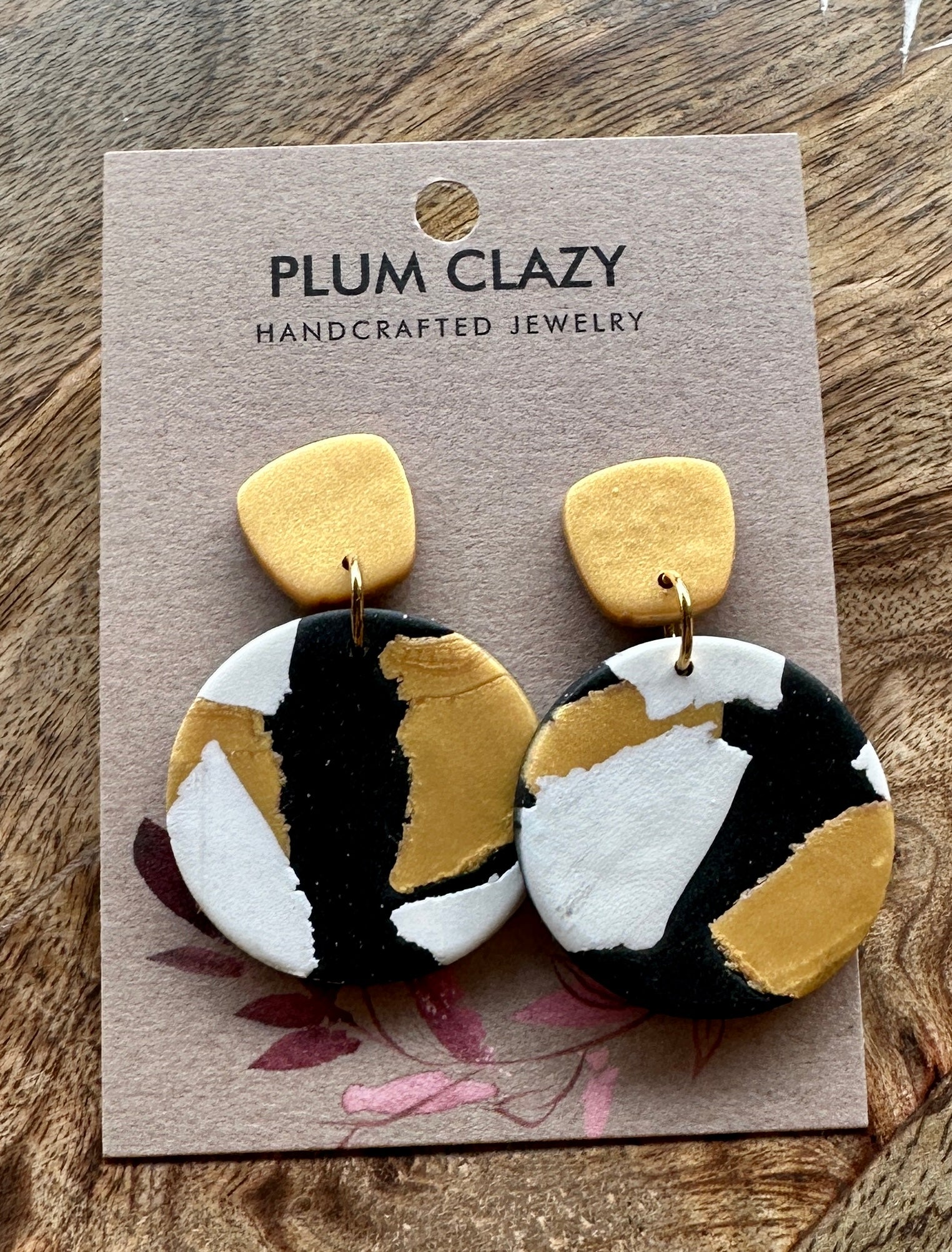 Gold and Black Circle Dangle