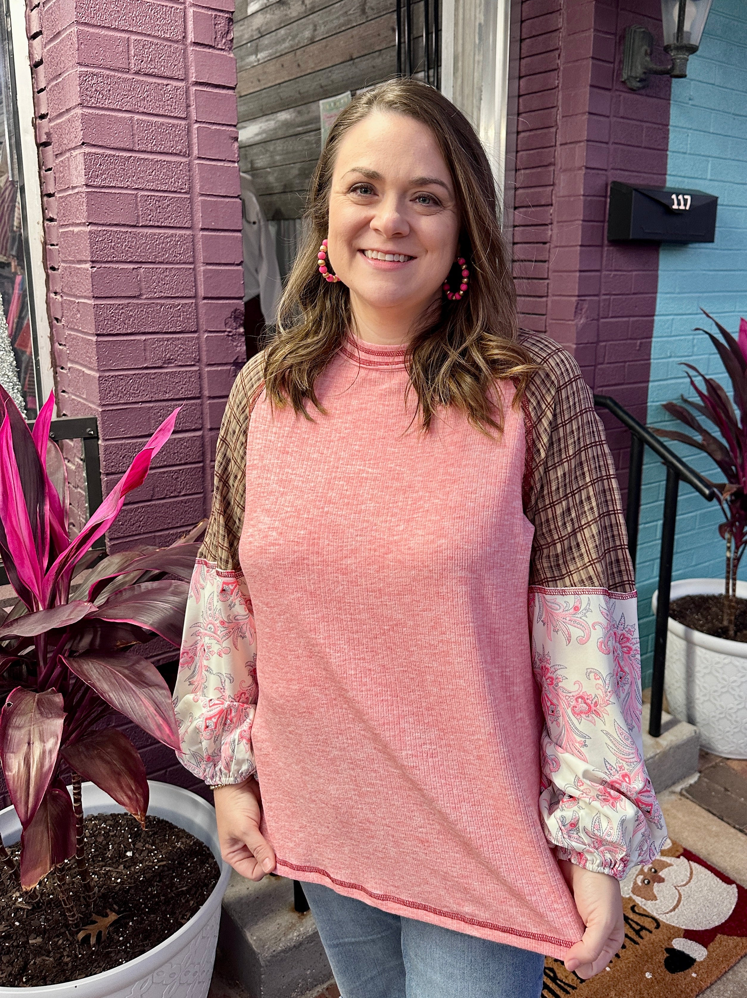 Checkered Paisley Blouse