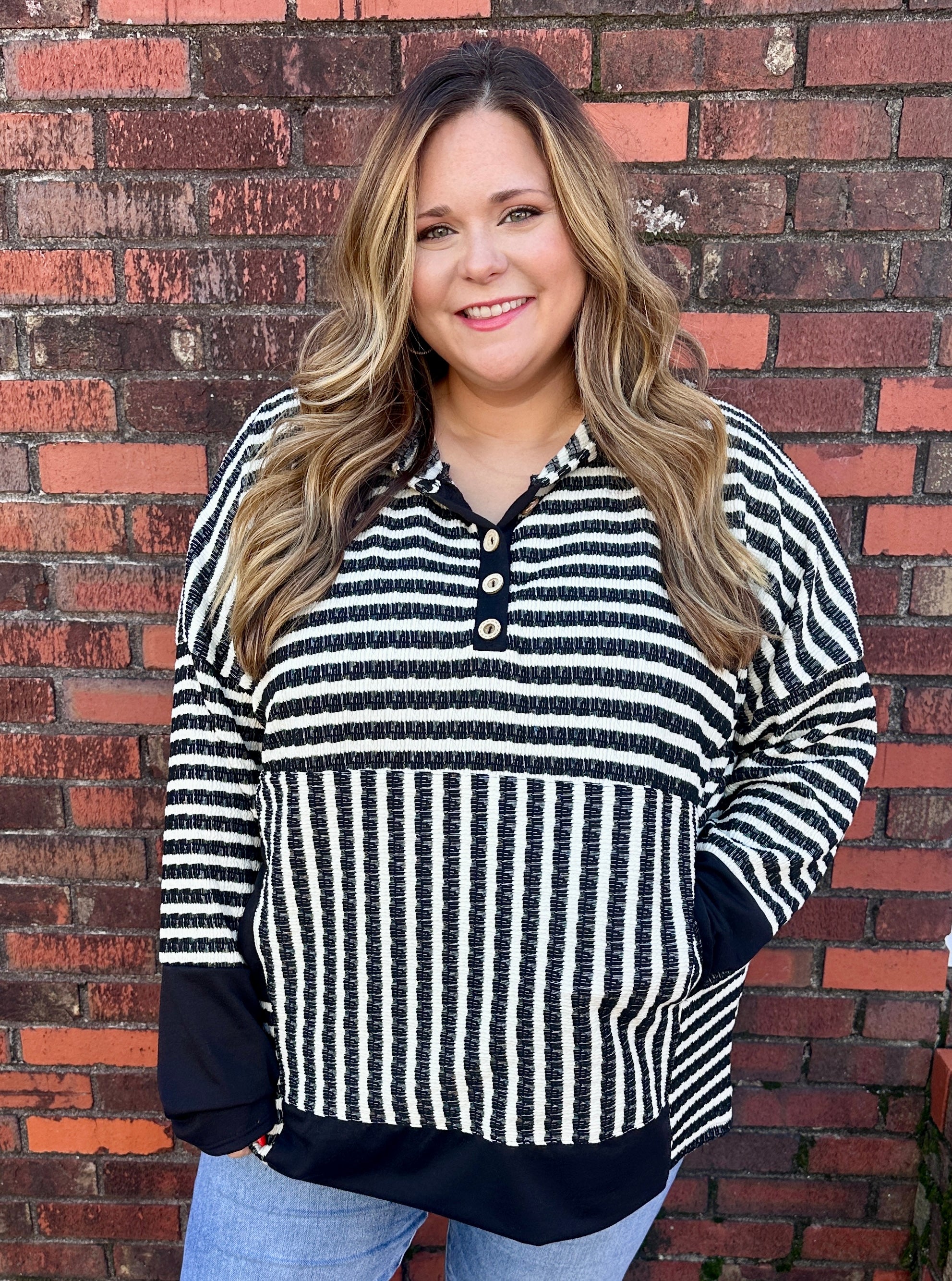 Striped Hoodie Top