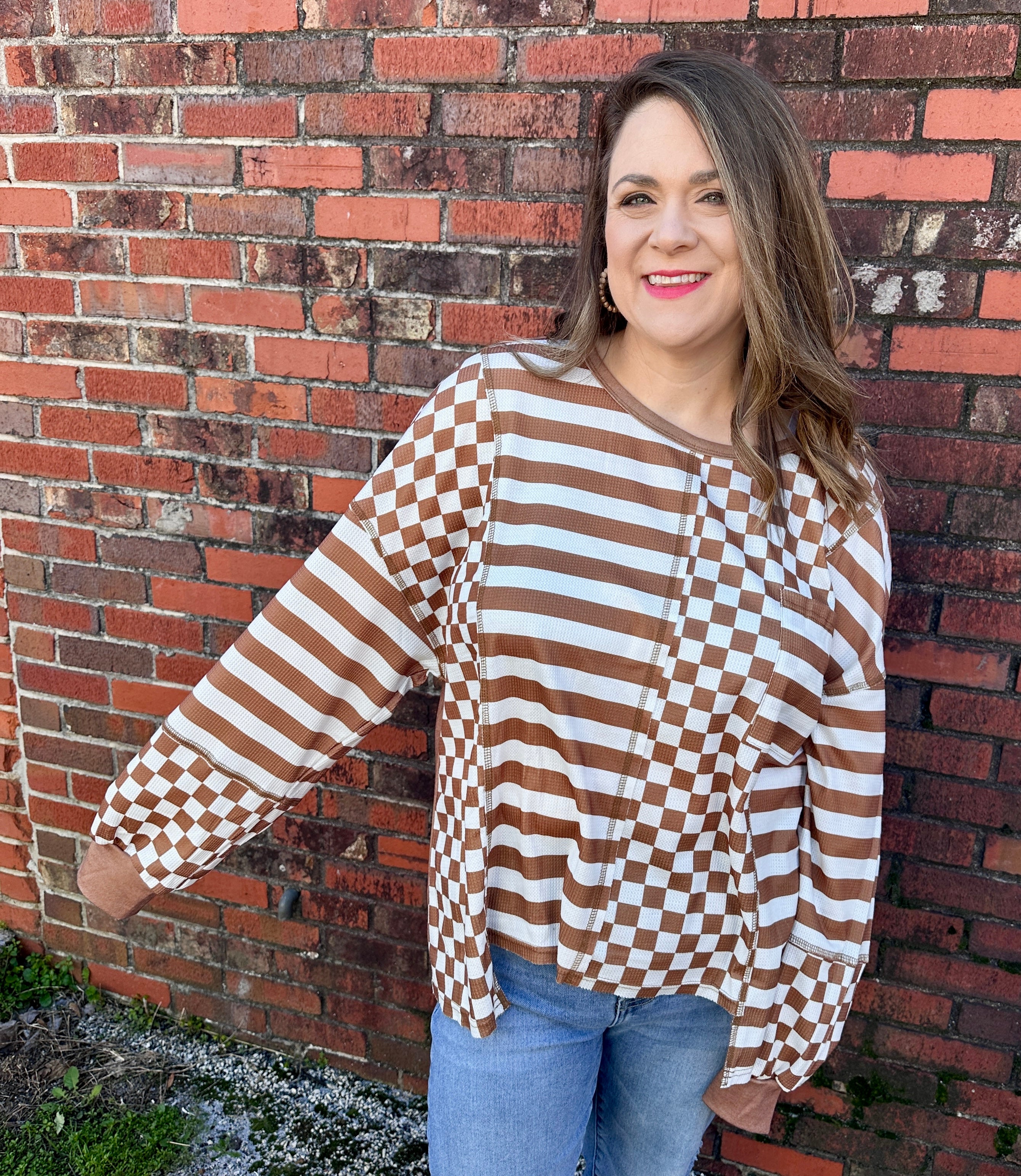 Khaki Mixed Print Blouse