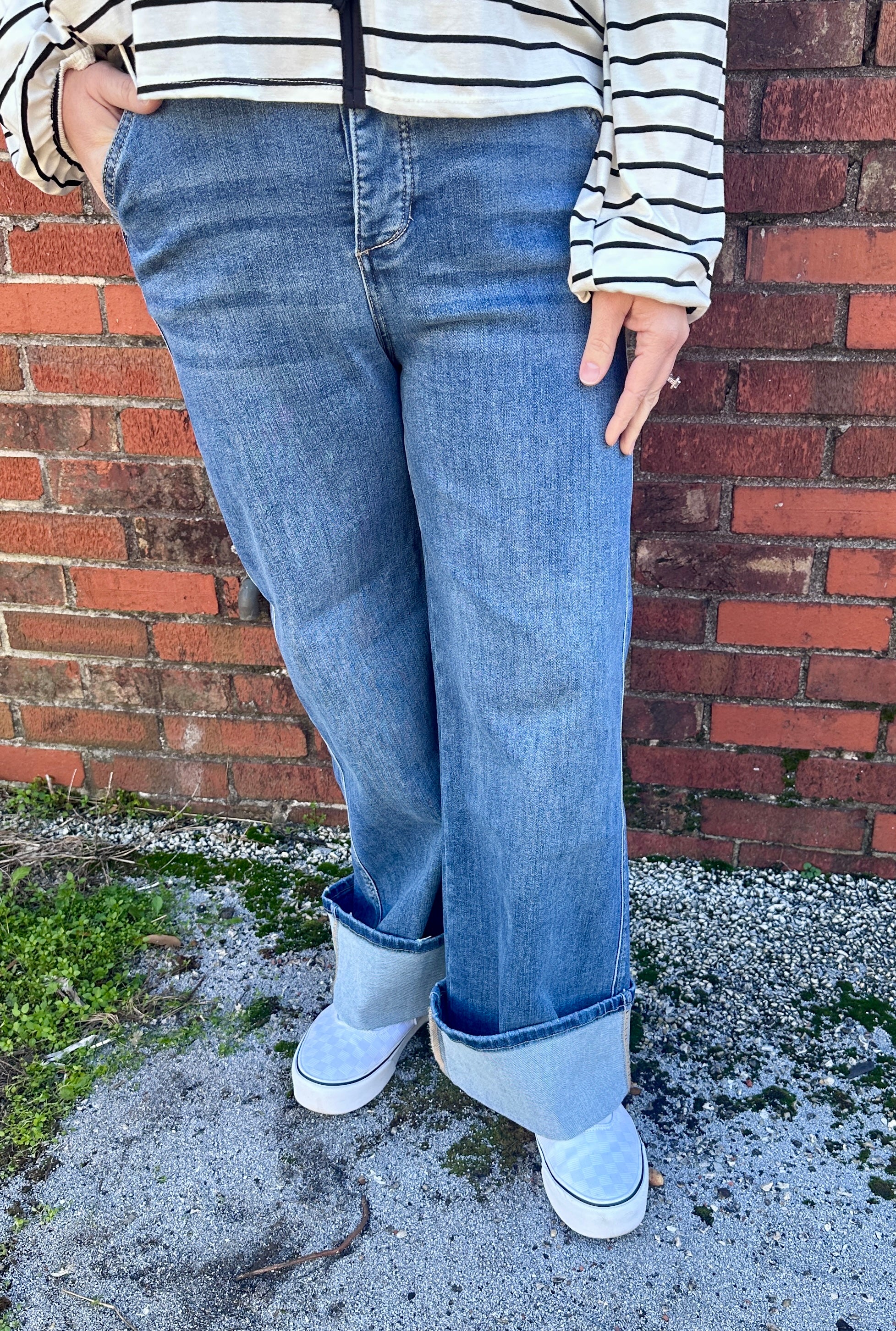 High Rise Cuffed Jeans