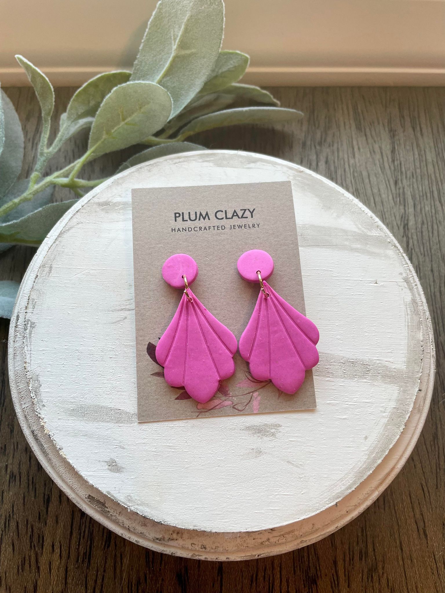 Dangle Earrings Pink Fan Earrings Pink Fan Statement Dangle
