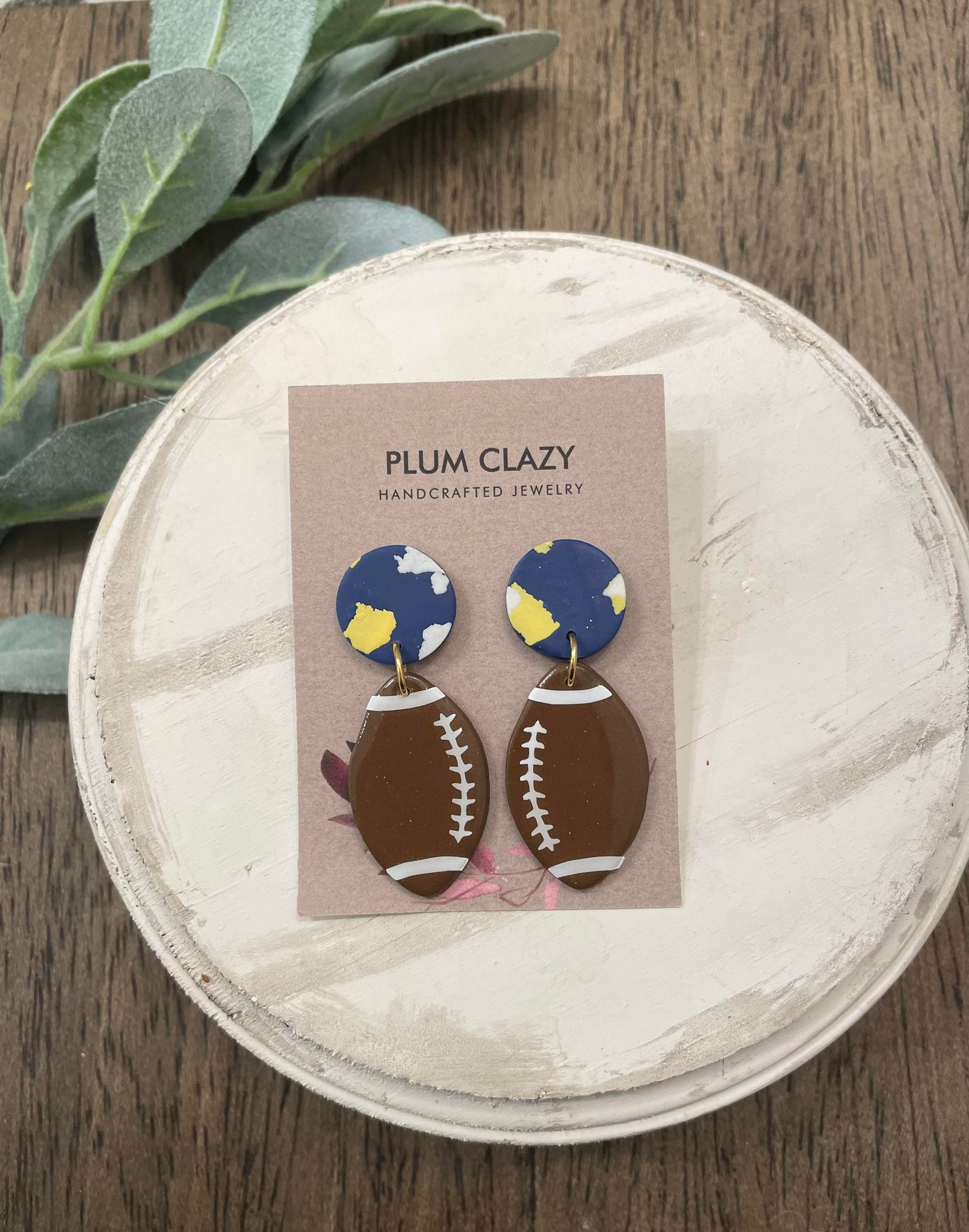 Blue and Gold Football Dangle