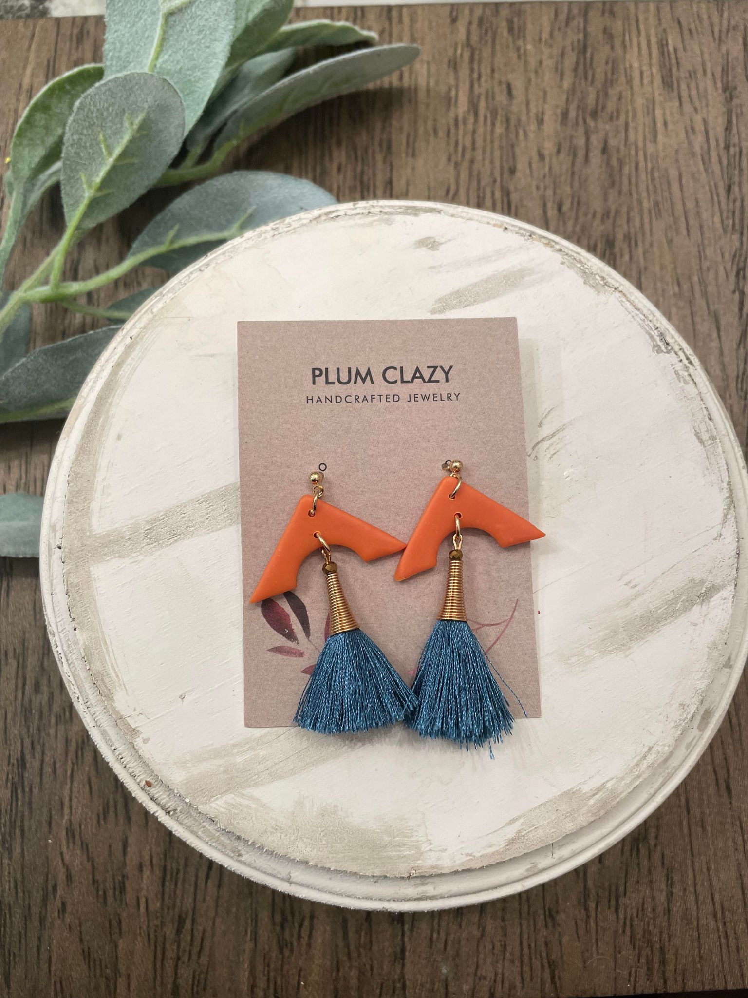 Orange and Blue Tassel Dangle
