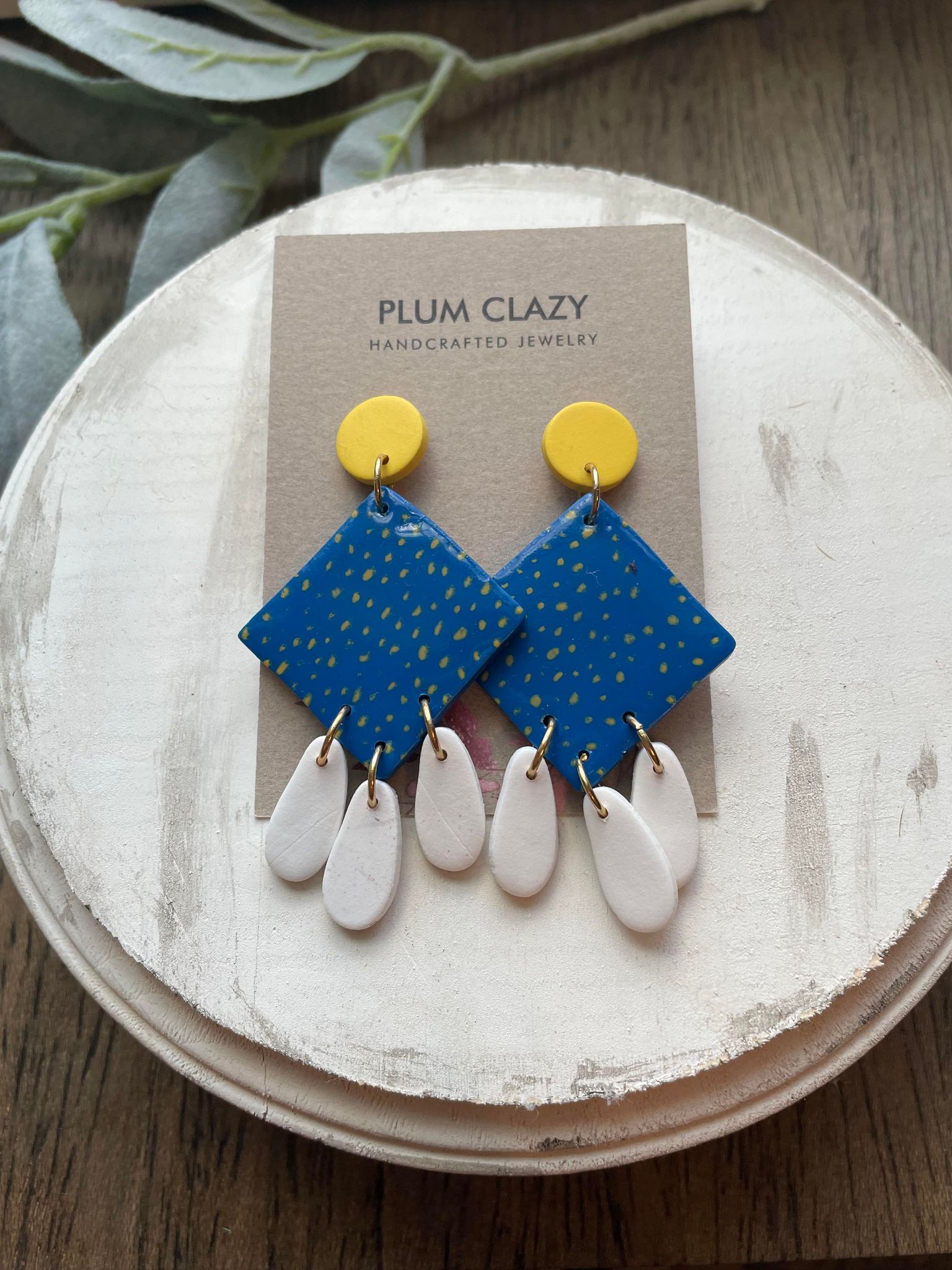 Statement Blue and Gold Dangle